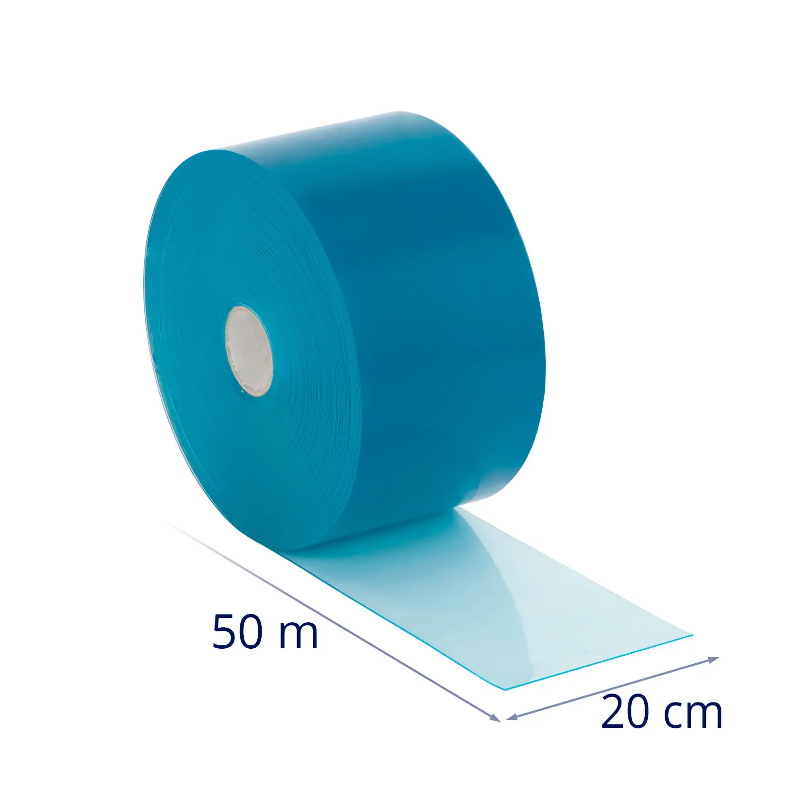 Perdele de bandă PVC - 200 x 2 mm / 50 m - PVC polar - albastru/transparent - netedă