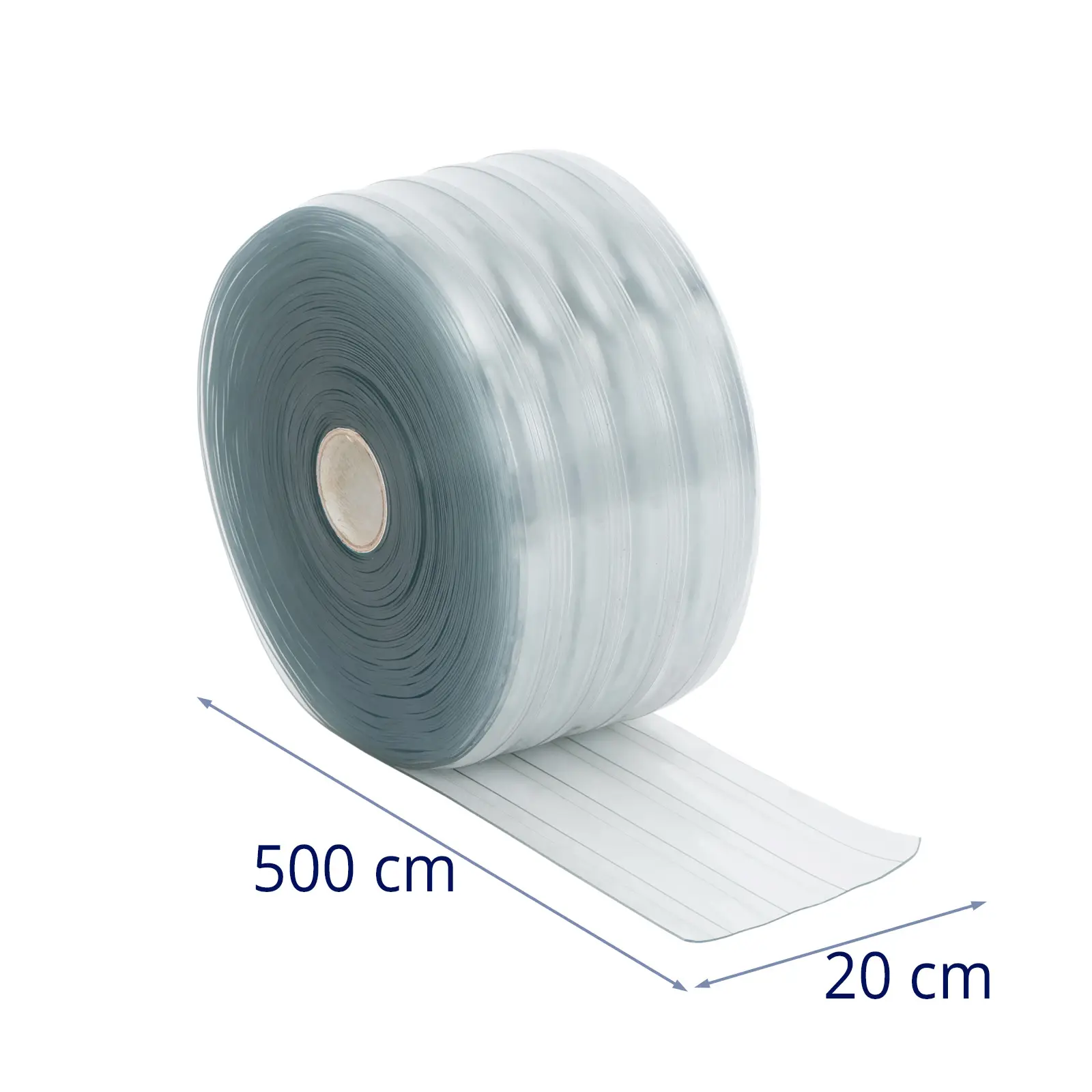 Κουρτίνες με λωρίδες PVC - 200 x 2 mm / 50 m - ανθεκτικές στο κρύο - μπλε/διαφανές - αυλακωτές