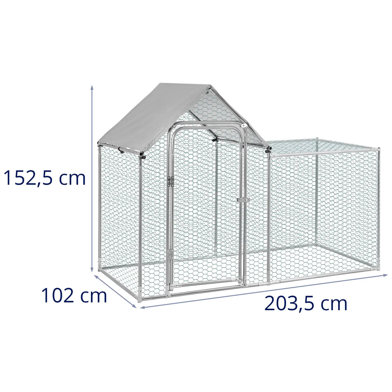 Kojec dla królika ze spiczastym dachem i drzwiami - 203,5 x 102 x 152,5 cm