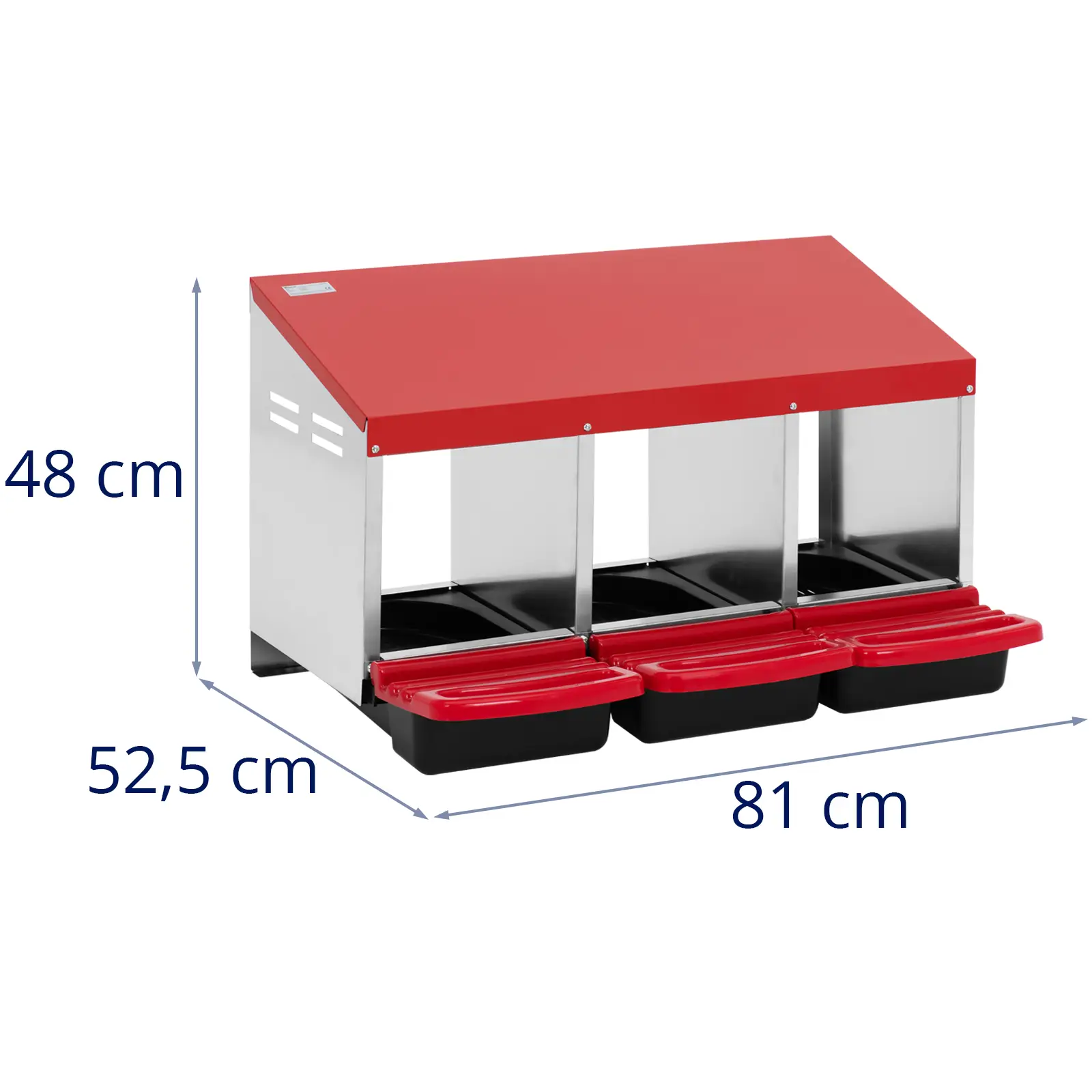 Nest Box - 3 compartments - galvanised steel - wall mounting