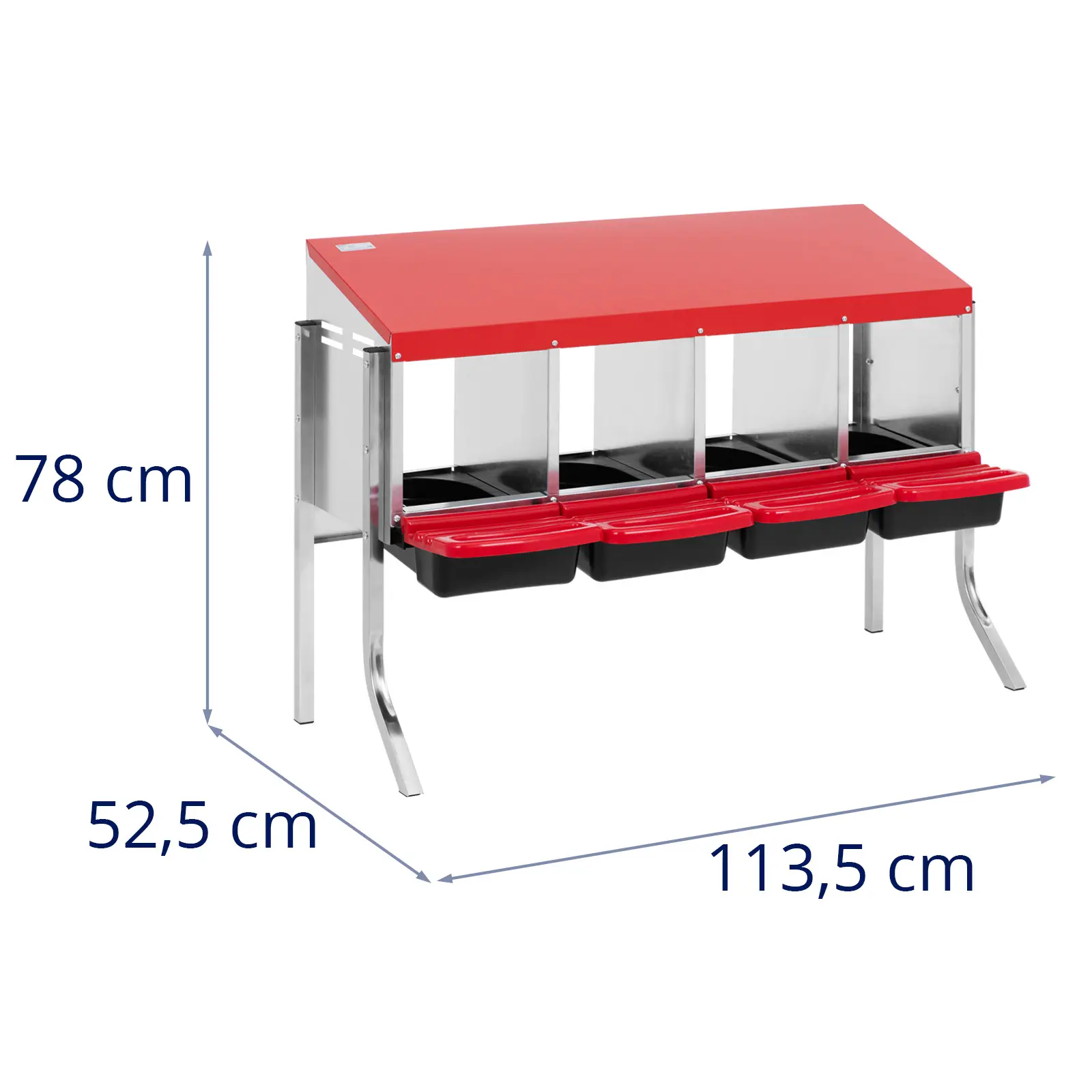 Ninho para galinhas poedeiras - 4 compartimentos - aço galvanizado - pernas