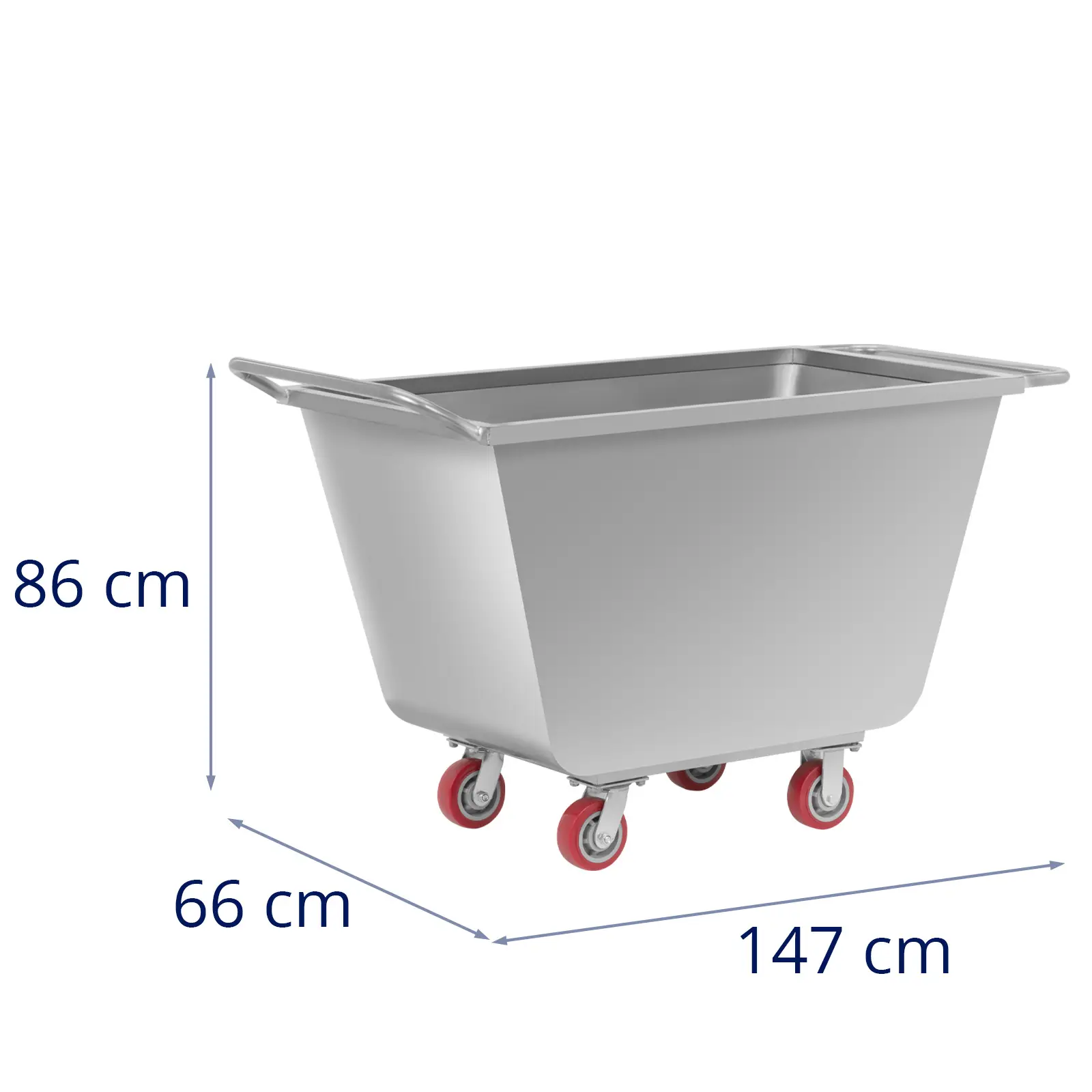 Carro para pienso - 250 kg - 600 L - cubeta de acero inoxidable