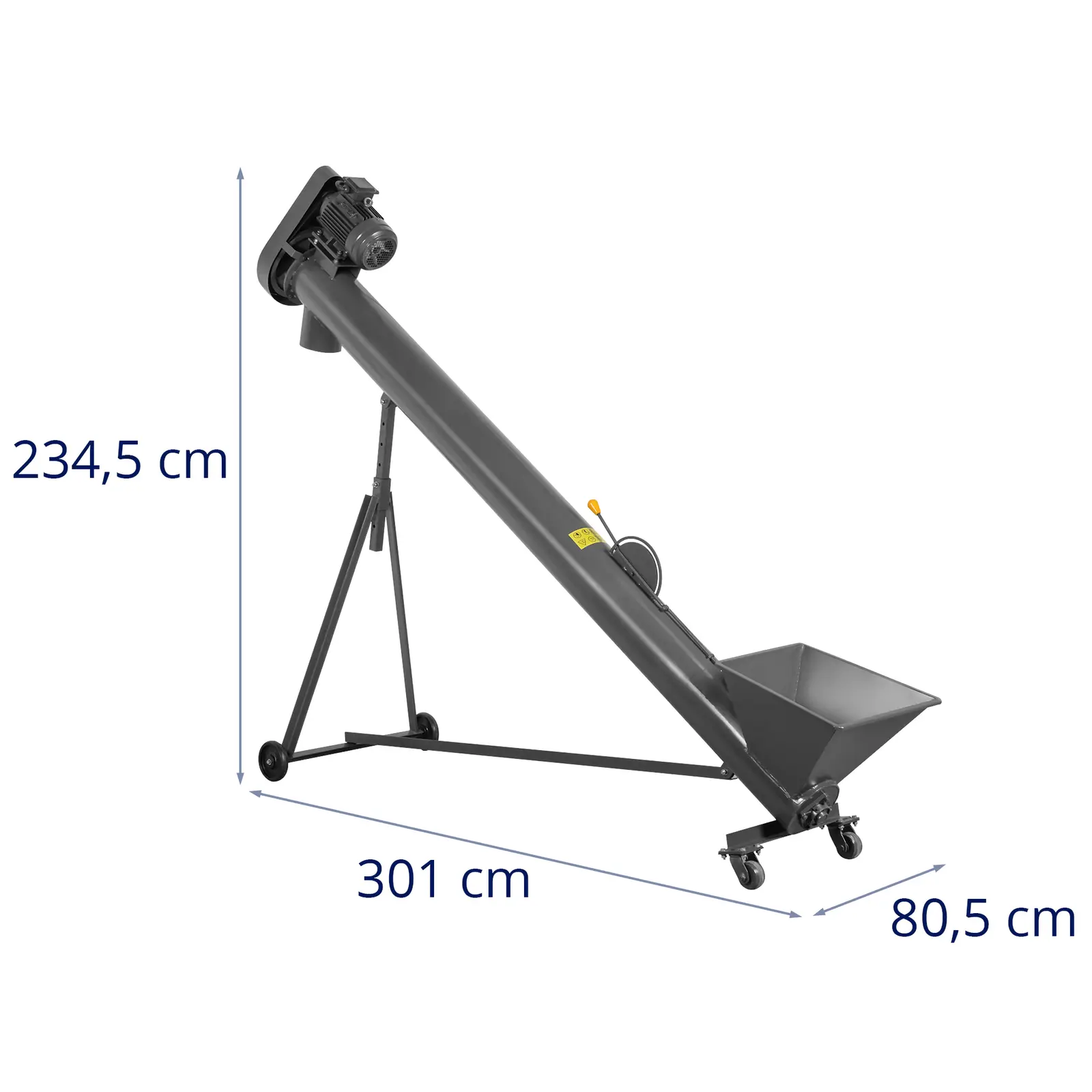 Convoyeur à vis - 3 m - 1 000 kg/h - 1 400 tr/min - 7 hauteurs réglables (Bouton d’arrêt d'urgence: Oui)