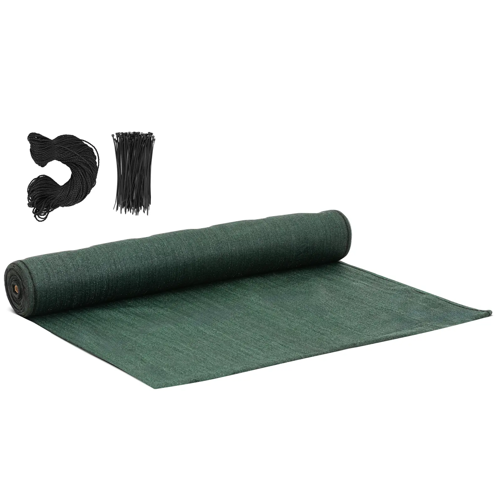 Malla de ocultación - tejido HDPE - 50 x 1,5 m - densidad del material 150 g/m² - resistente al desgarro - resistente a la intemperie - incl. material de montaje