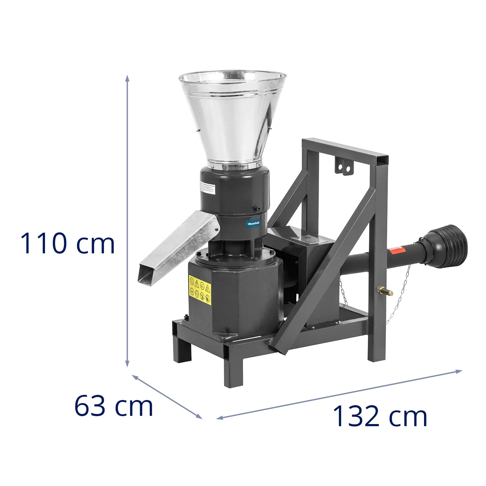 Lis na pelety s hřídelí - 400 kg/h - 15 až 28 k - Ø 230 mm (Velikost násypky [mm]: 380)