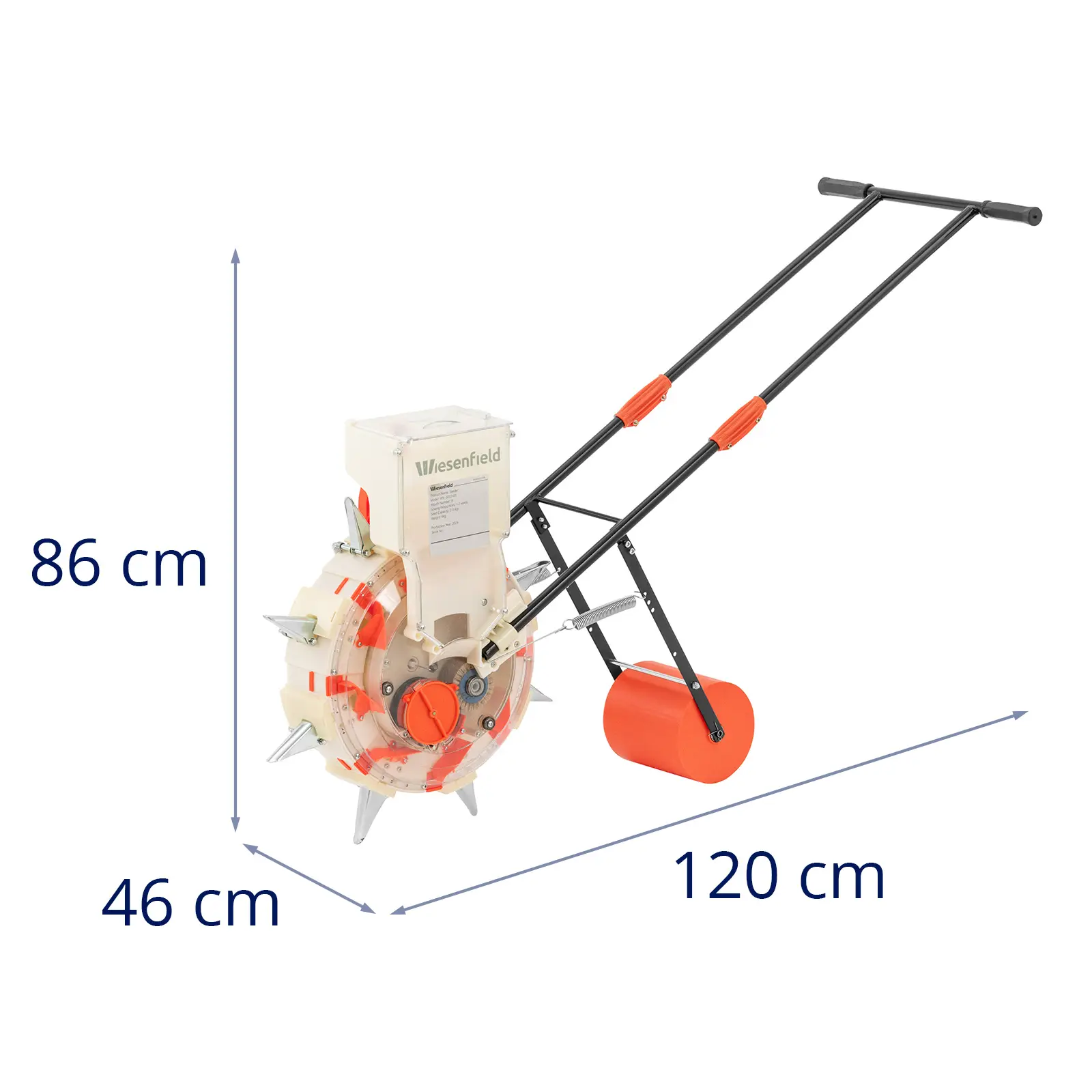 Push Seed Drill - 8 seed dispensers - sowing depth: 7 cm