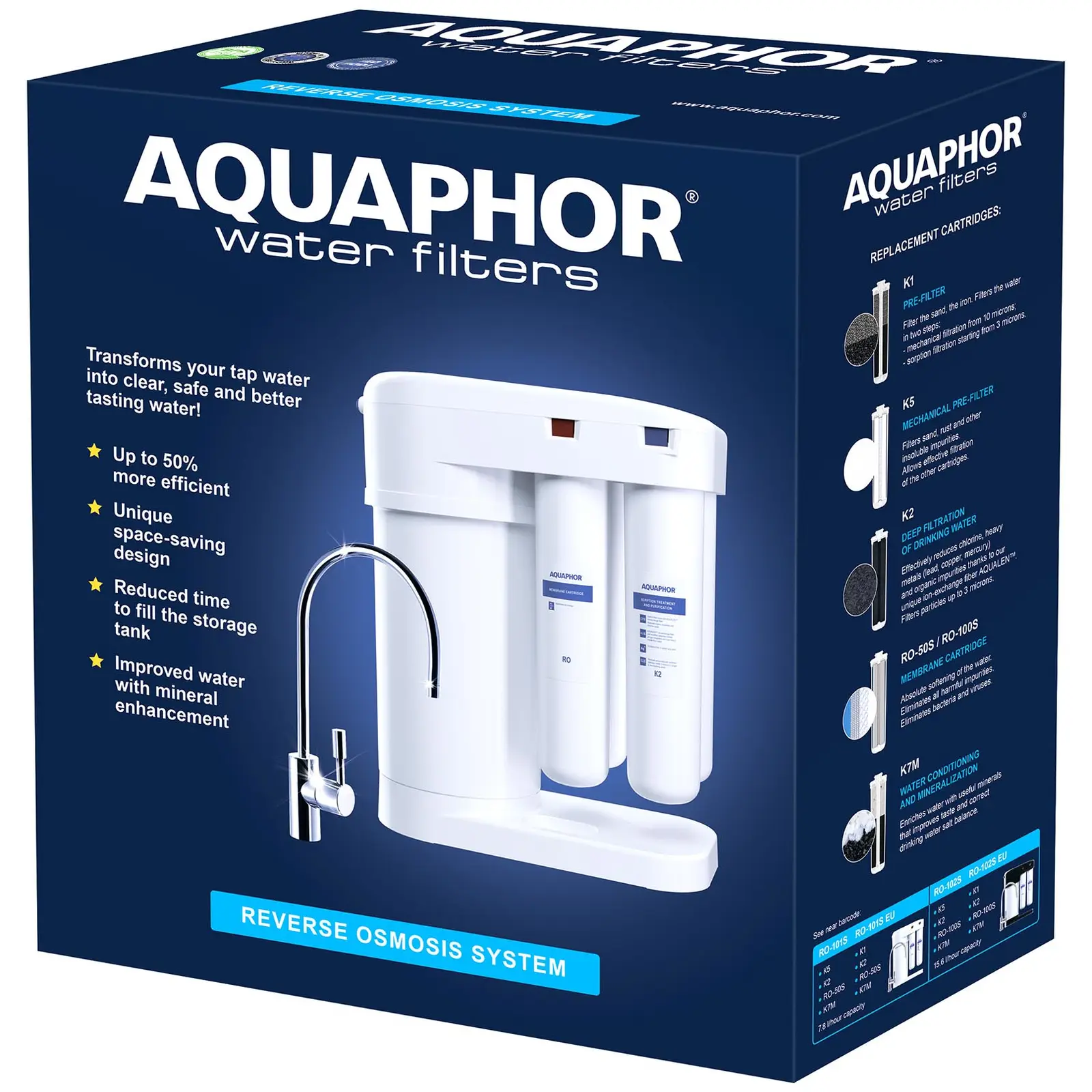 Aquaphor omvendt osmosesystem - 190 l/dagen - med tappekran