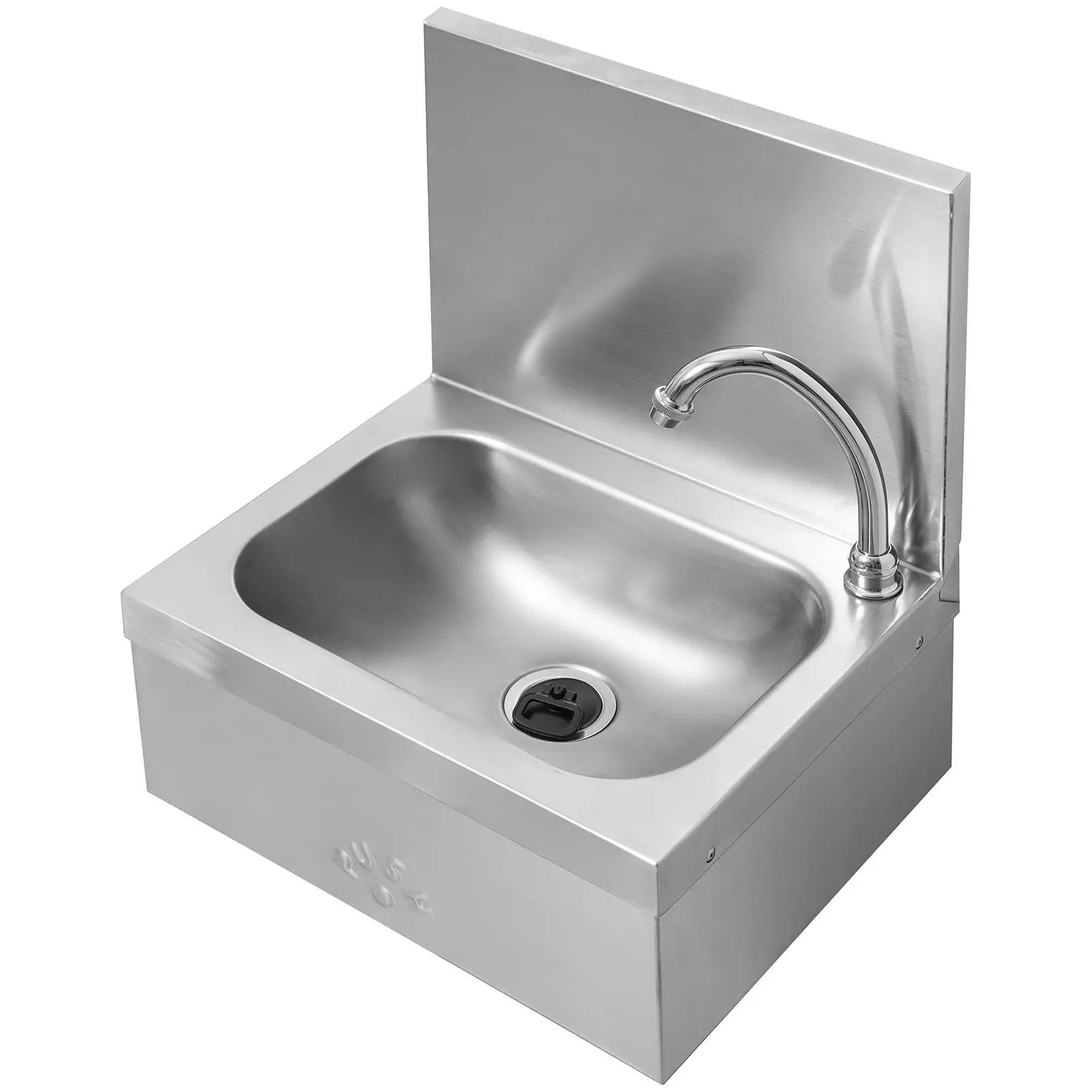 Knee contact hand wash basin - wall mounting - incl. fitting - stainless steel/chromed brass - length of tap 140 mm