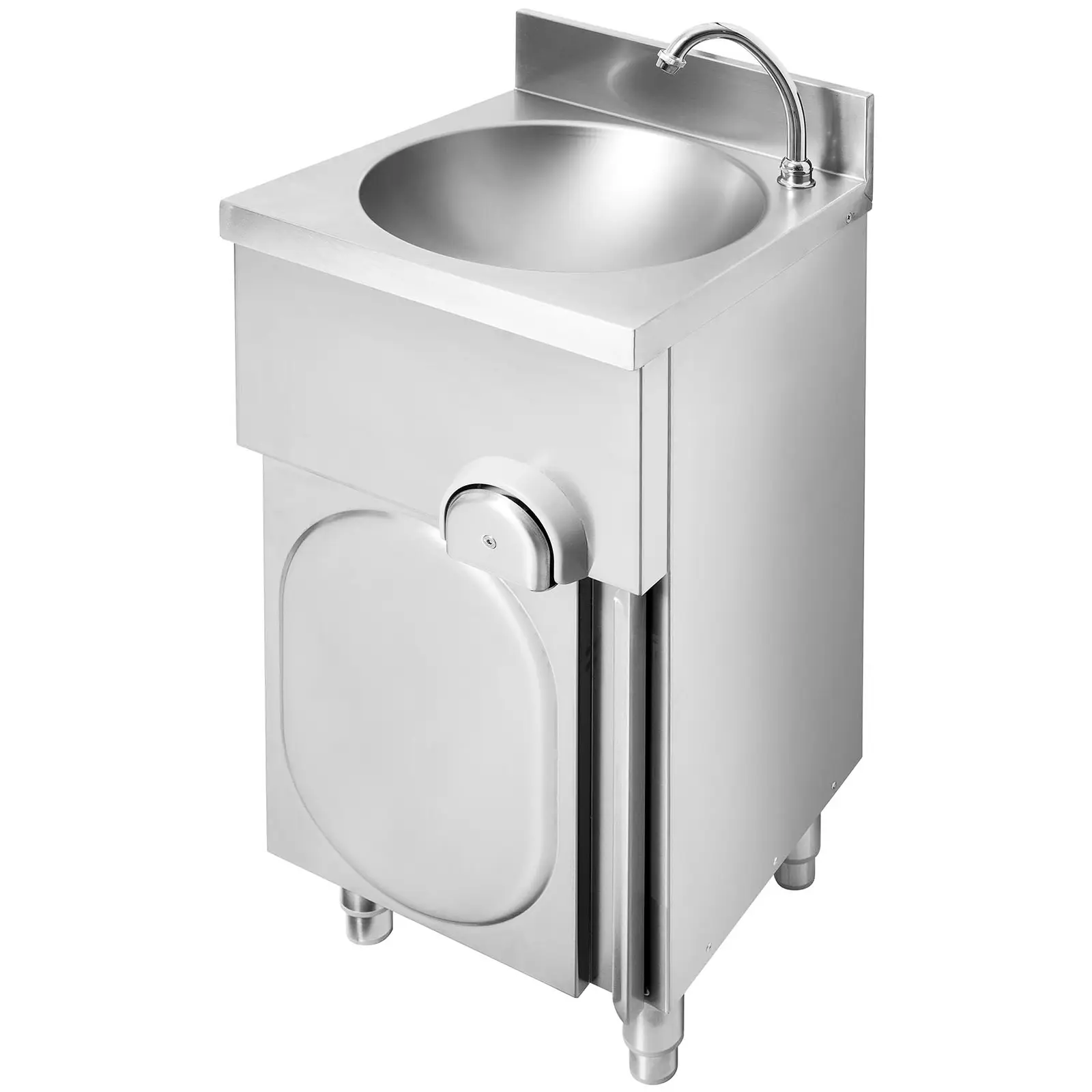 Wastafel met kniecontact - vrijstaand - incl. fitting - RVS/verchroomd messing - kraanlengte 140 mm