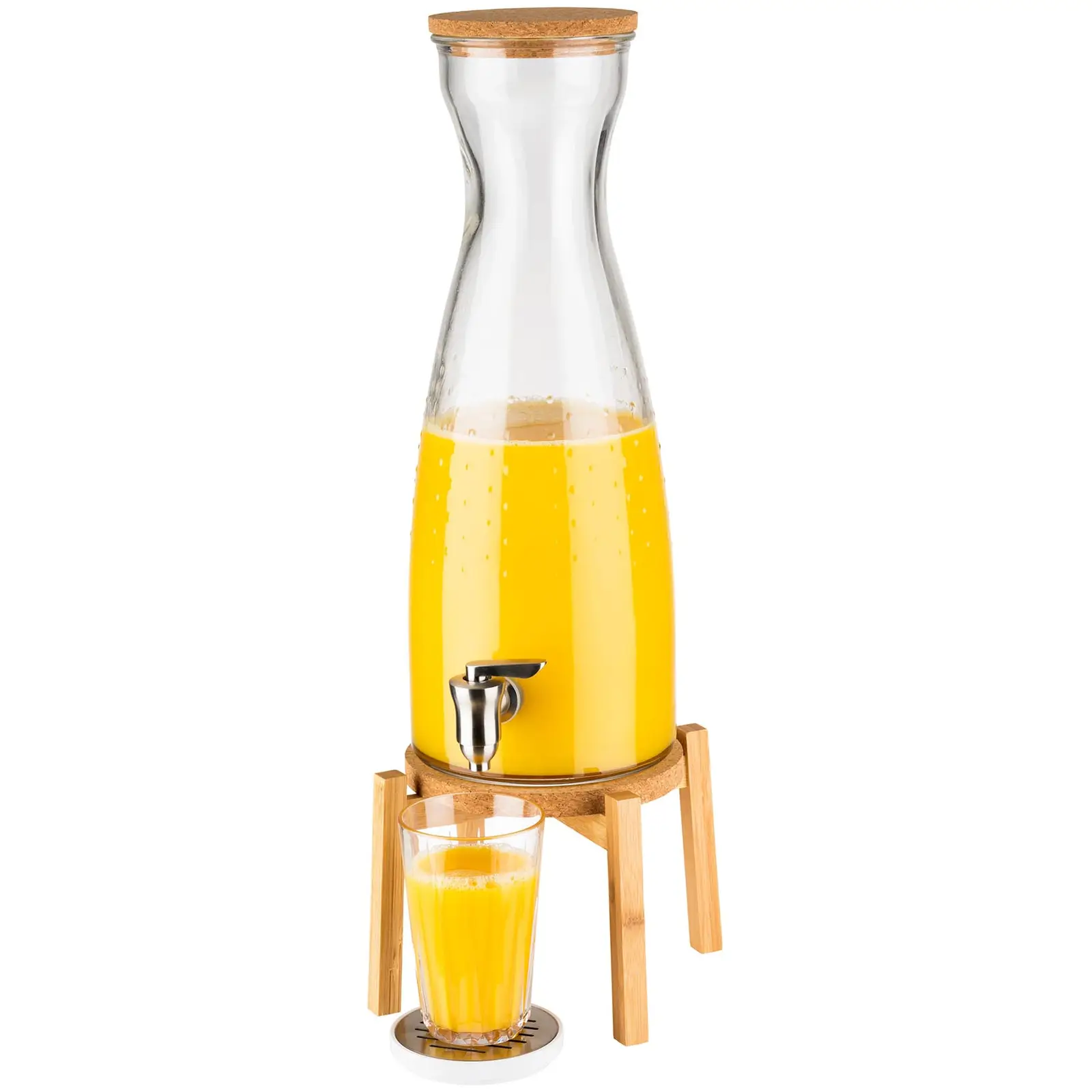 Juice Dispenser - 4.5 L - Glass, stainless steel, silicone, wood, cork
