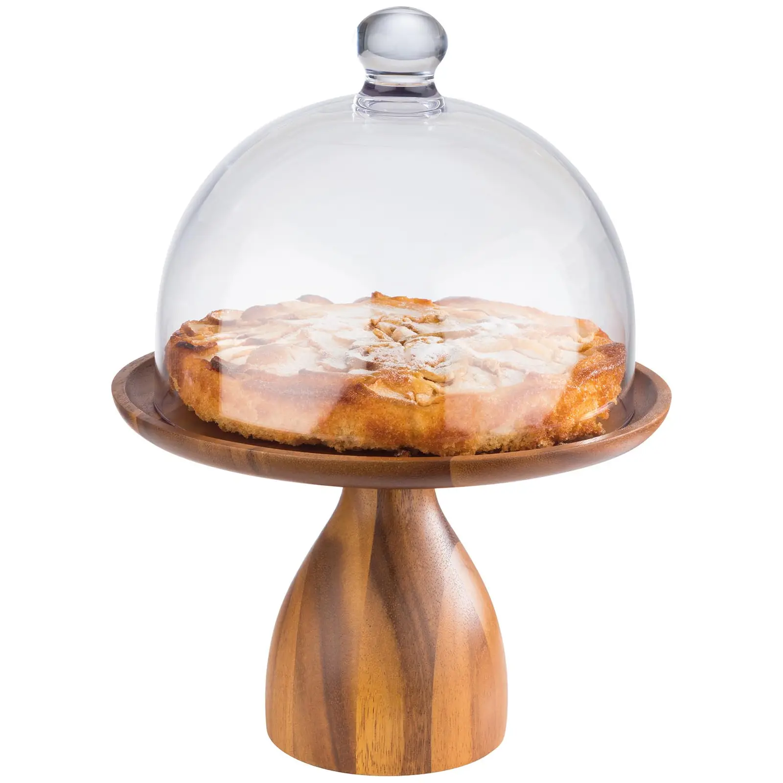 Cake Plate -  Oiled acacia wood -  diameter: 24 cm - height: 16 cm