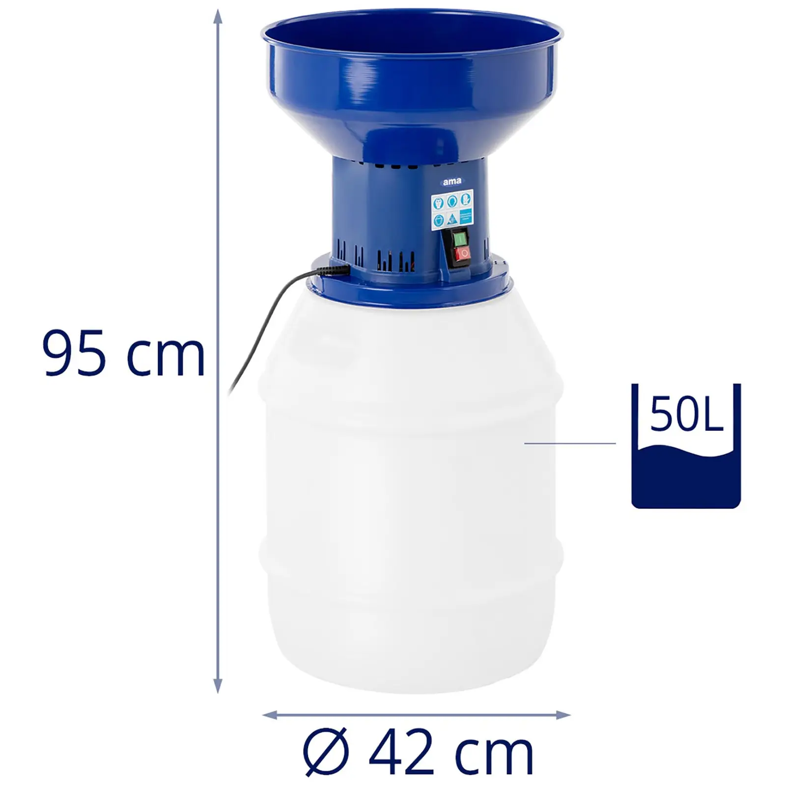 Elektrický mlynček na obilniny – na výrobu krmiva – 50 L – 30 - 210 kg/h – 1.6 HP