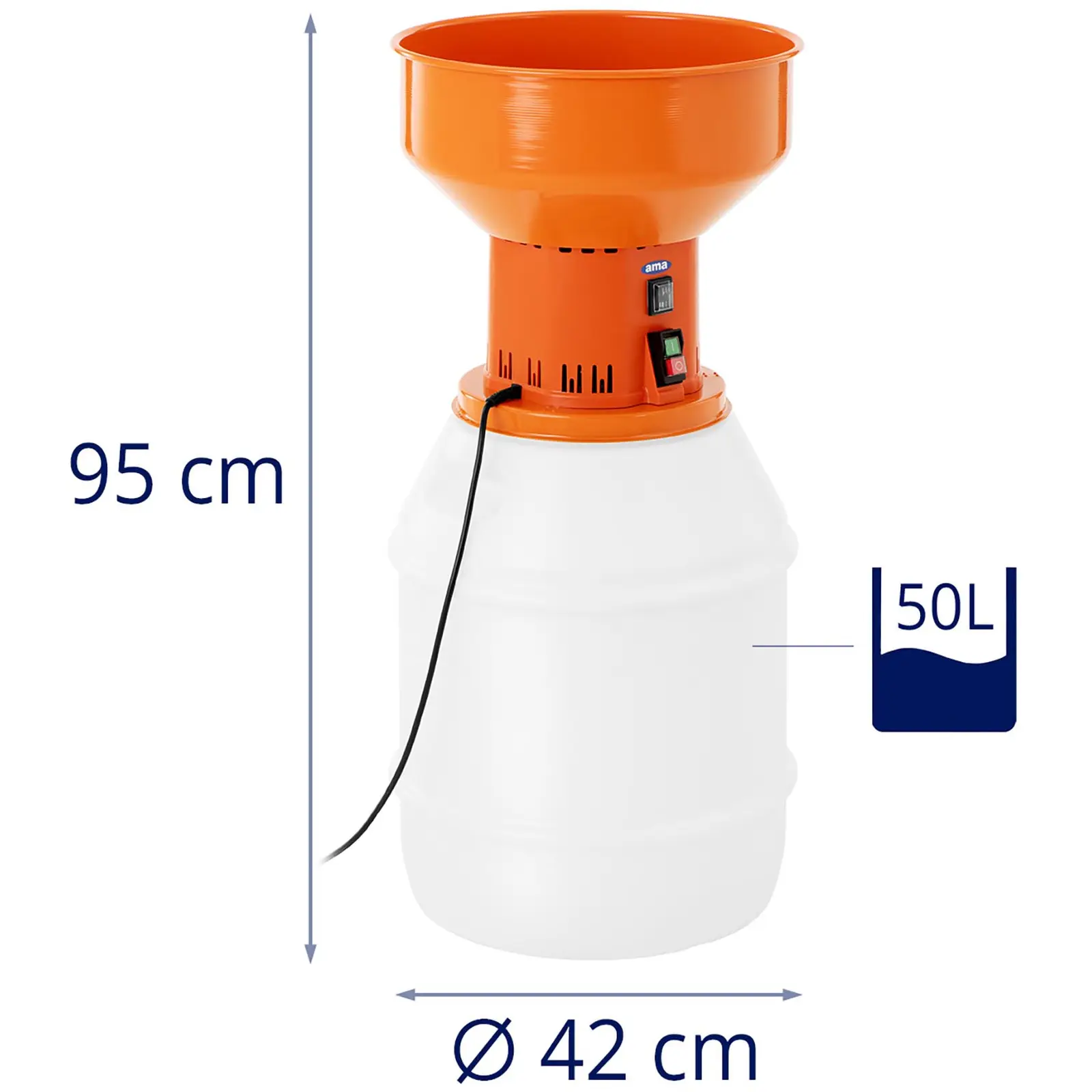 Elektrický mlynček na obilniny – na výrobu krmiva – 50 L – 30 - 250  kg/h – 2 HP