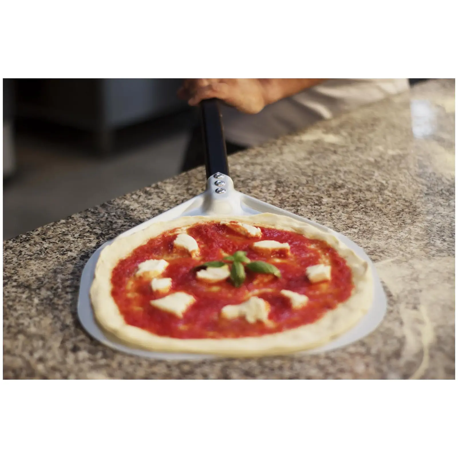 Pizzaspade - 36 x 36 cm - Handtag: 120 cm - Aluminium (anodiserat)