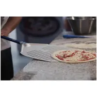 Lopata na pizzu - 50 x 50 cm - děrovaná -  rukojeť: 120 cm - eloxovaný hliník
