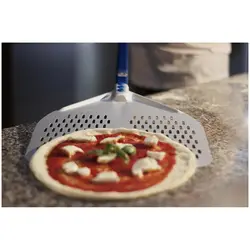 Lopata na pizzu - 50 x 50 cm - perforovaná - rukoväť: 60 cm - hliník (eloxovaný)