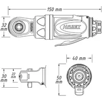 Trinquete neumático - 6,3 mm (1/4″) - 40 Nm - 72 l/min