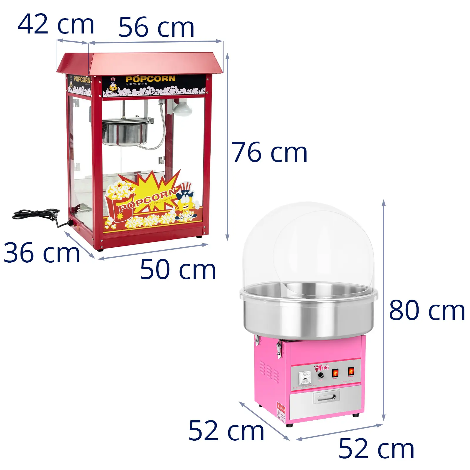 Profesjonell popcornmaskin og sukkerspinnmaskin - 1,600 W / 1,200 W - beskyttelsesdeksel