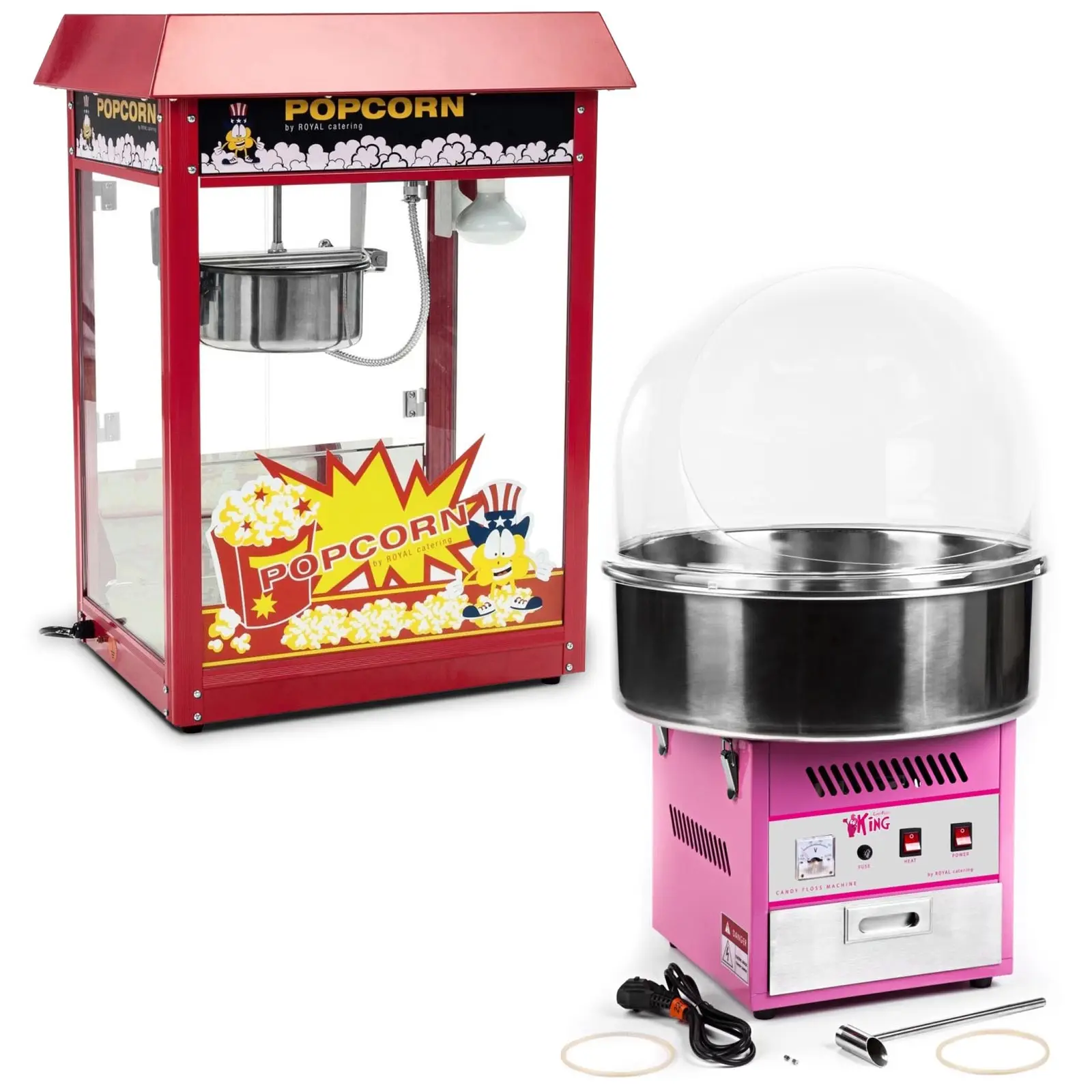 Set Popcornmaschine und Zuckerwattemaschine - 1.600 W / 1.200 W - Spuckschutz