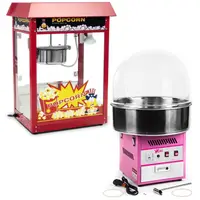 Popcorn Machine and Cotton Candy Machine Set - 1,600 W / 1,200 W - sneeze guard