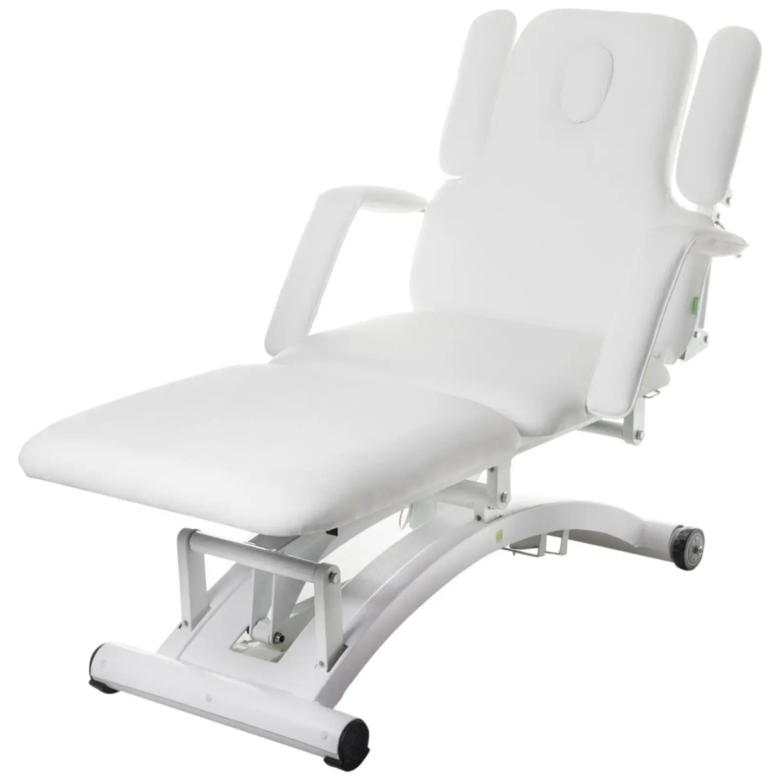 Sæt: Massagebriks elektrisk og saddelstol - 3 motorer - fjernbetjening - hvid (Mål (LxBxH): 0 x 0 x 0 cm)
