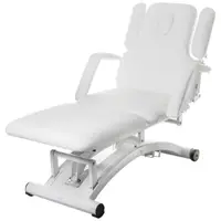 Set lettino da massaggio elettrico e sgabello a sella con schienale - 3 motori - telecomando - bianco