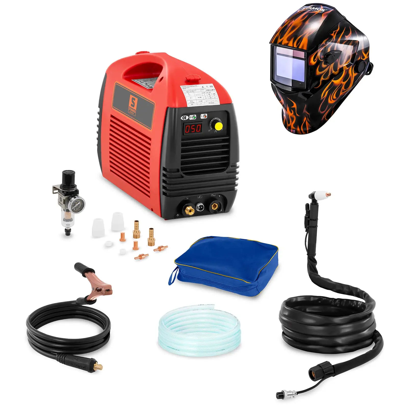 Svařovací set Plazmová řezačka - 50 A - 230 V - Basic + Svářecí helma - Firestarter 500 - ADVANCED SERIES