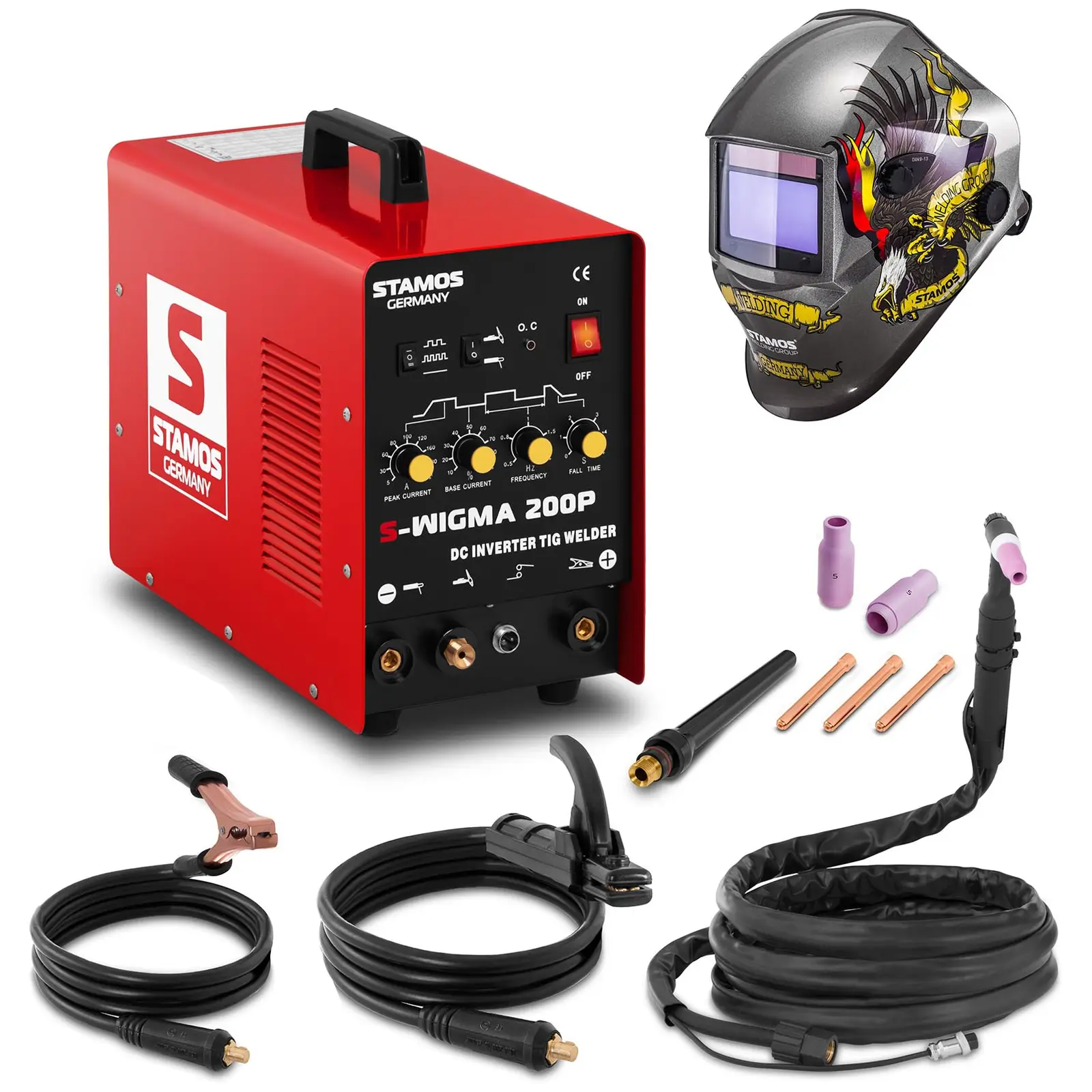 Set d'équipement de soudage Poste à souder TIG - 200A - 230V - Puls + Masque de soudure – Eagle Eye – ADVANCED SERIES