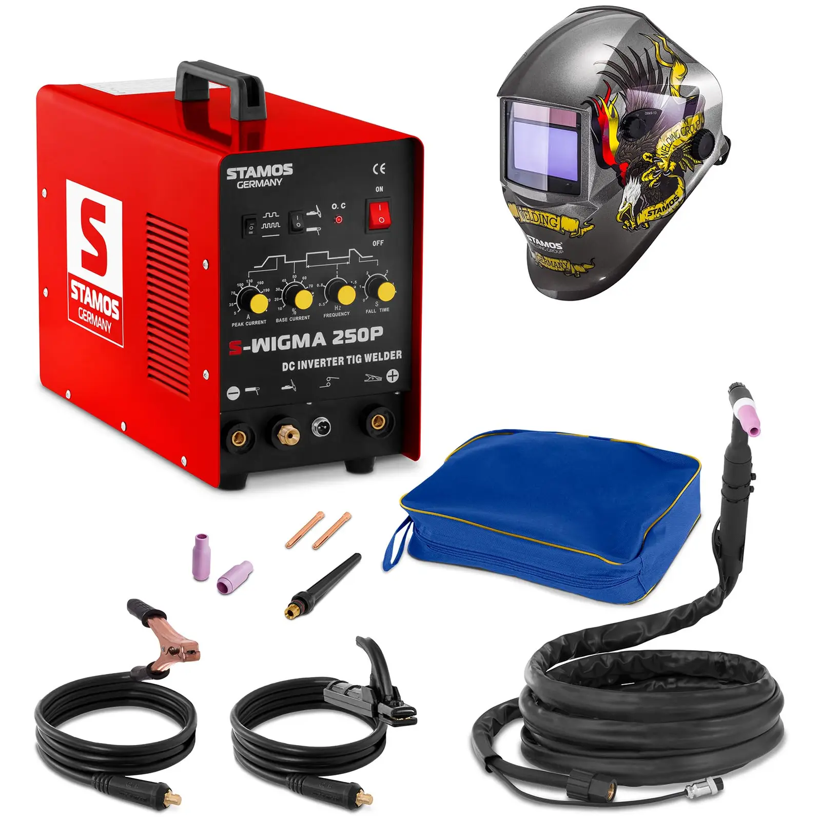 Set di saldatura Saldatrice tig - 250 A - 230 V - Pulse + Maschera da saldatore - Eagle Eye - ADVANCED SERIES