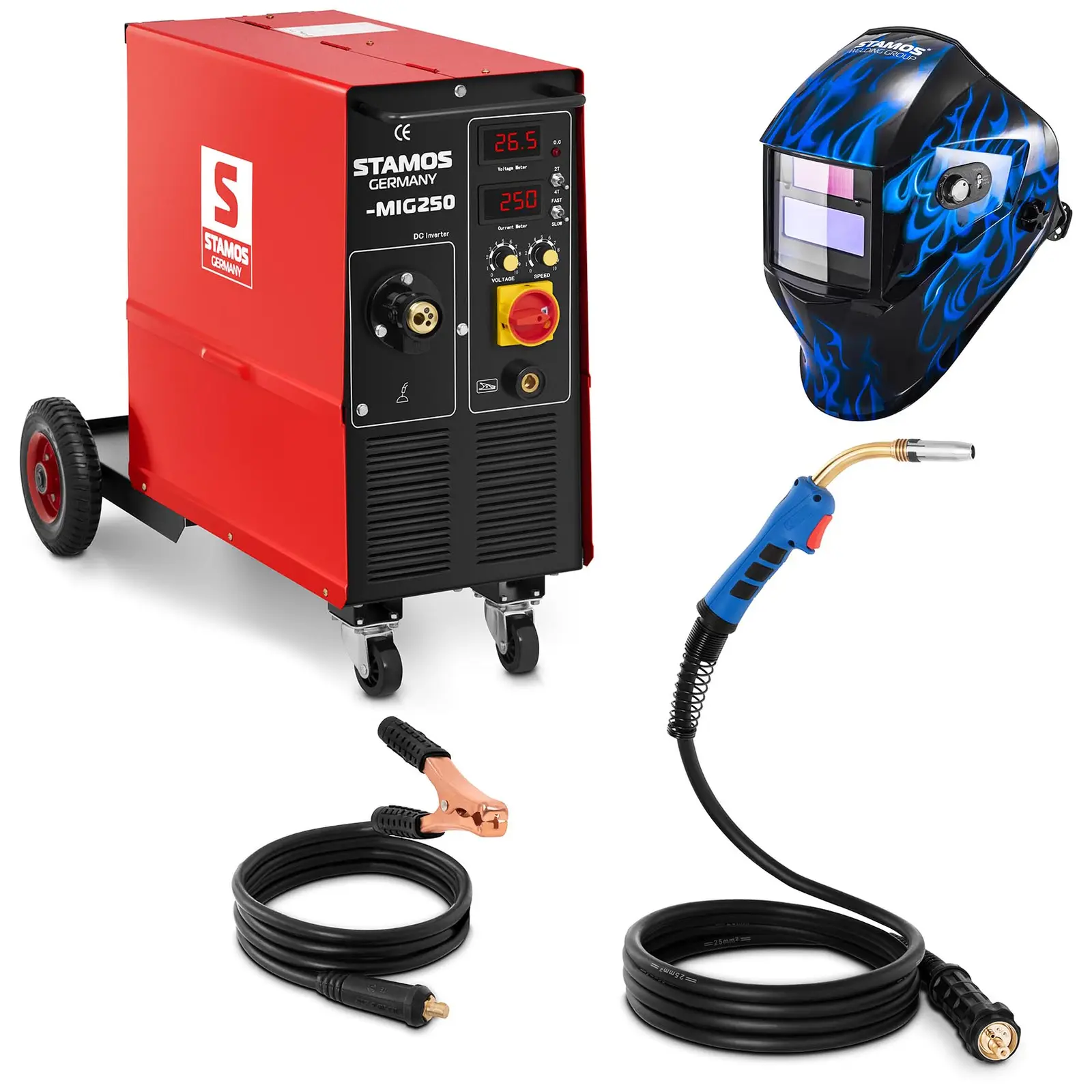 Welding Set MIG/MAG Welder - 250 A - 400 V - with cart + Welding helmet – Sub Zero - EASY SERIES