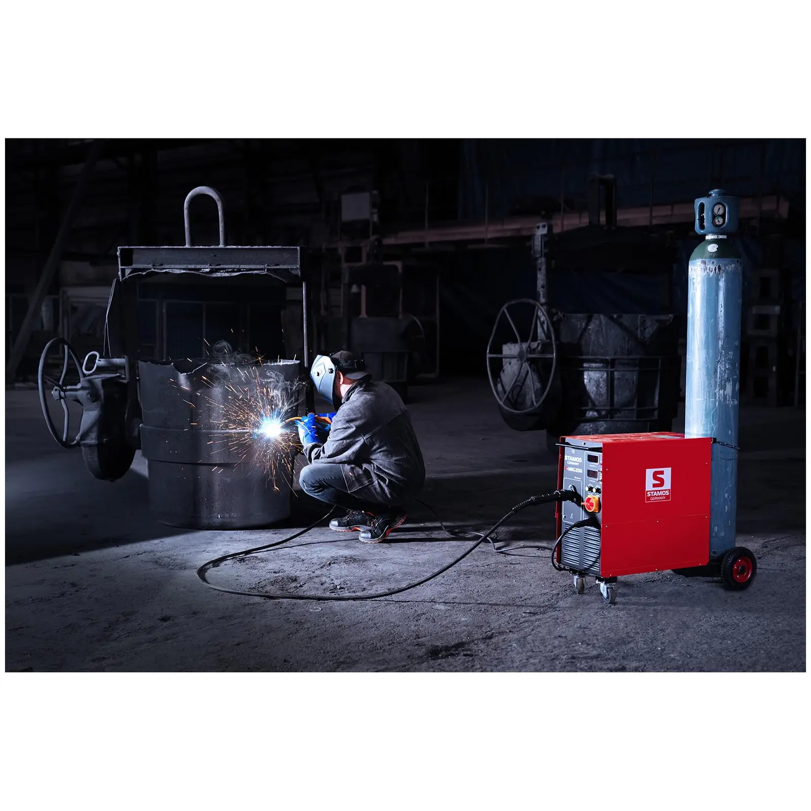 Svařovací set MIG/MAG svářečka - 250 A - 400 V - s vozíkem + Svářecí helma - Sub Zero - EASY SERIES (5)