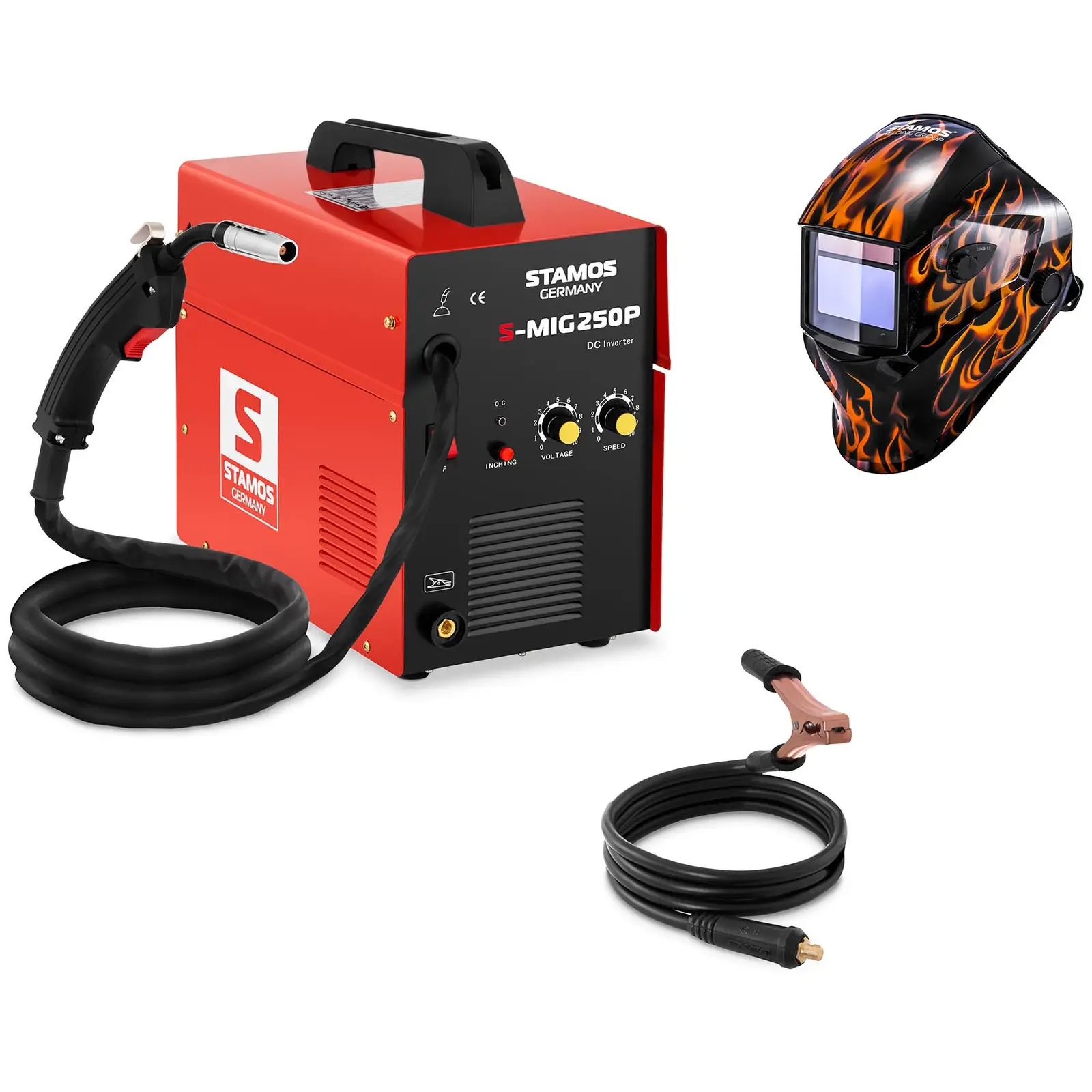 Set di saldatura Saldatrice a filo - 250 A - 230 V - portatile + Maschera da saldatore - Firestarter 500 - ADVANCED SERIES