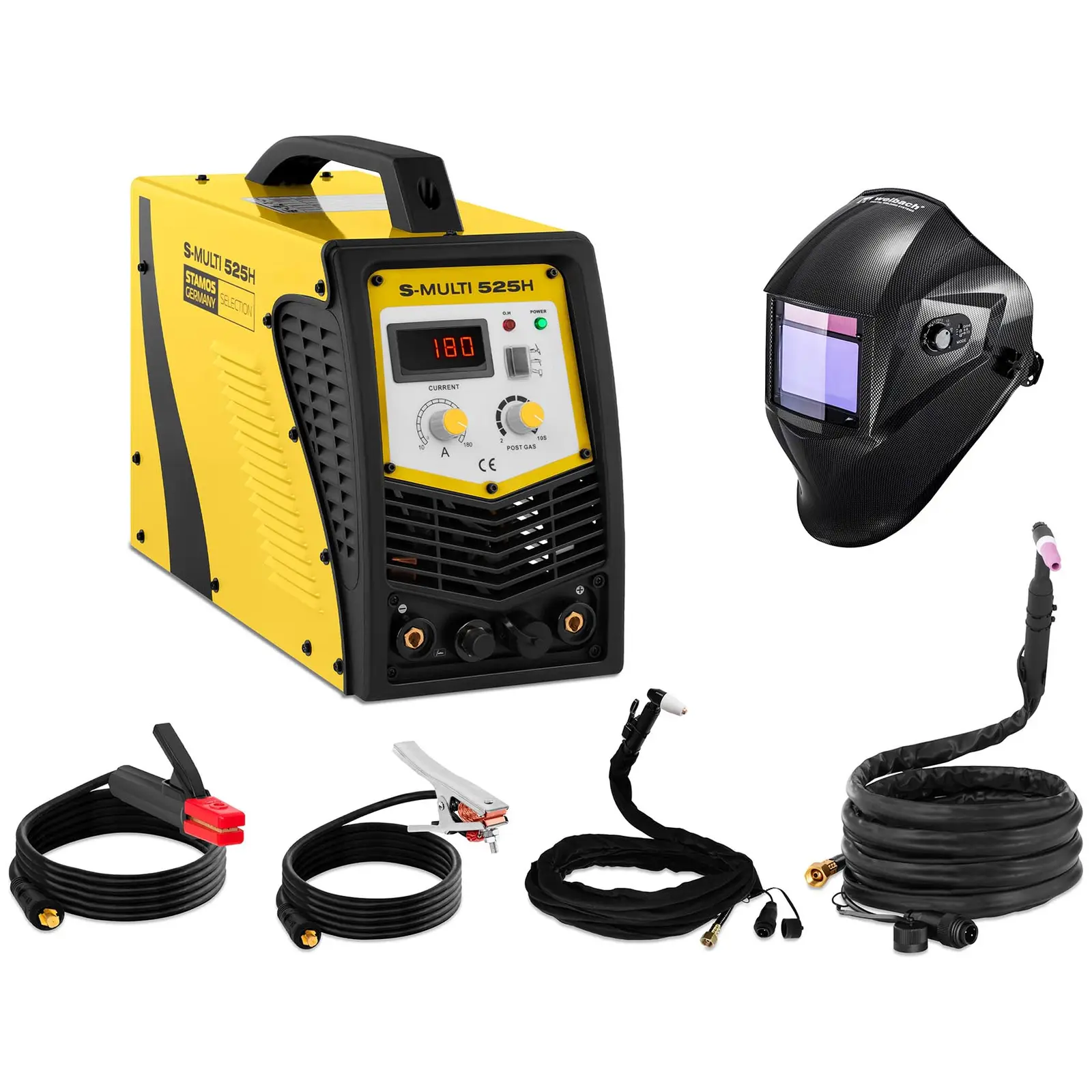 Welding Set Combined Welder - TIG 180 A - Cut 40 A - E-Hand + Welding helmet – Carbonic - PROFESSIONAL SERIES