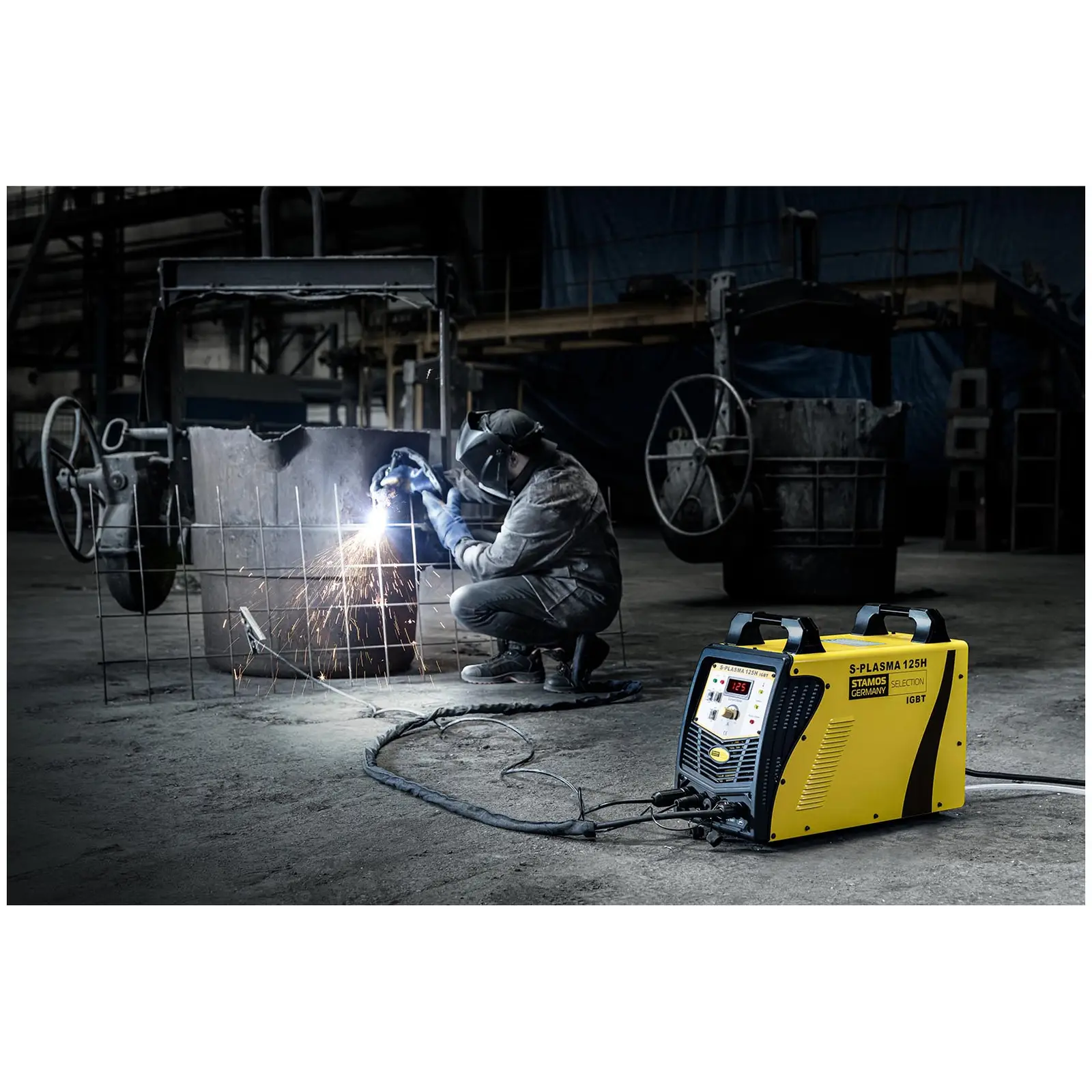 Welding Set CNC Plasma Cutter - 125 A - 400 V - Pilot Ignition + Welding helmet –Pokerface - PROFESSIONAL SERIES