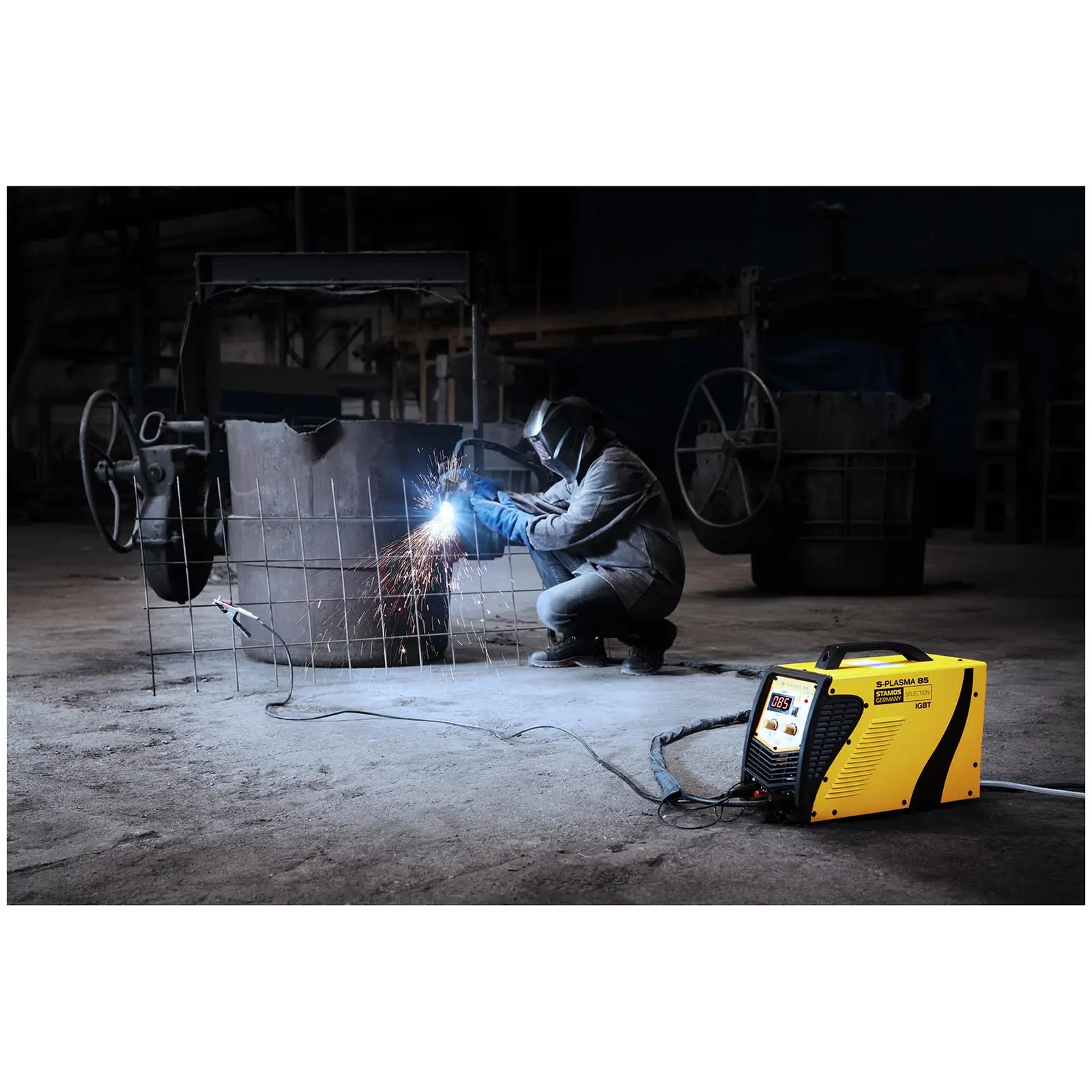 Welding Set CNC Plasma Cutter - 85 A - 400 V - Pilot Ignition + Welding helmet –Pokerface - PROFESSIONAL SERIES