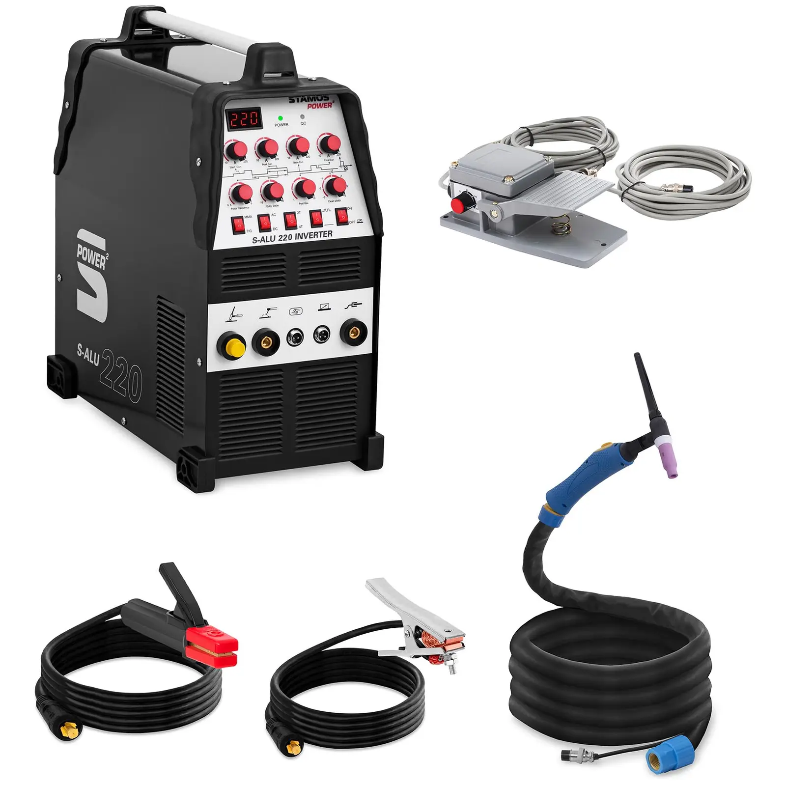 Welding Set Aluminium Welder - 200 A - 230 V - Pulse - 2/4 Tact + Foot Pedal - S-ALU-220