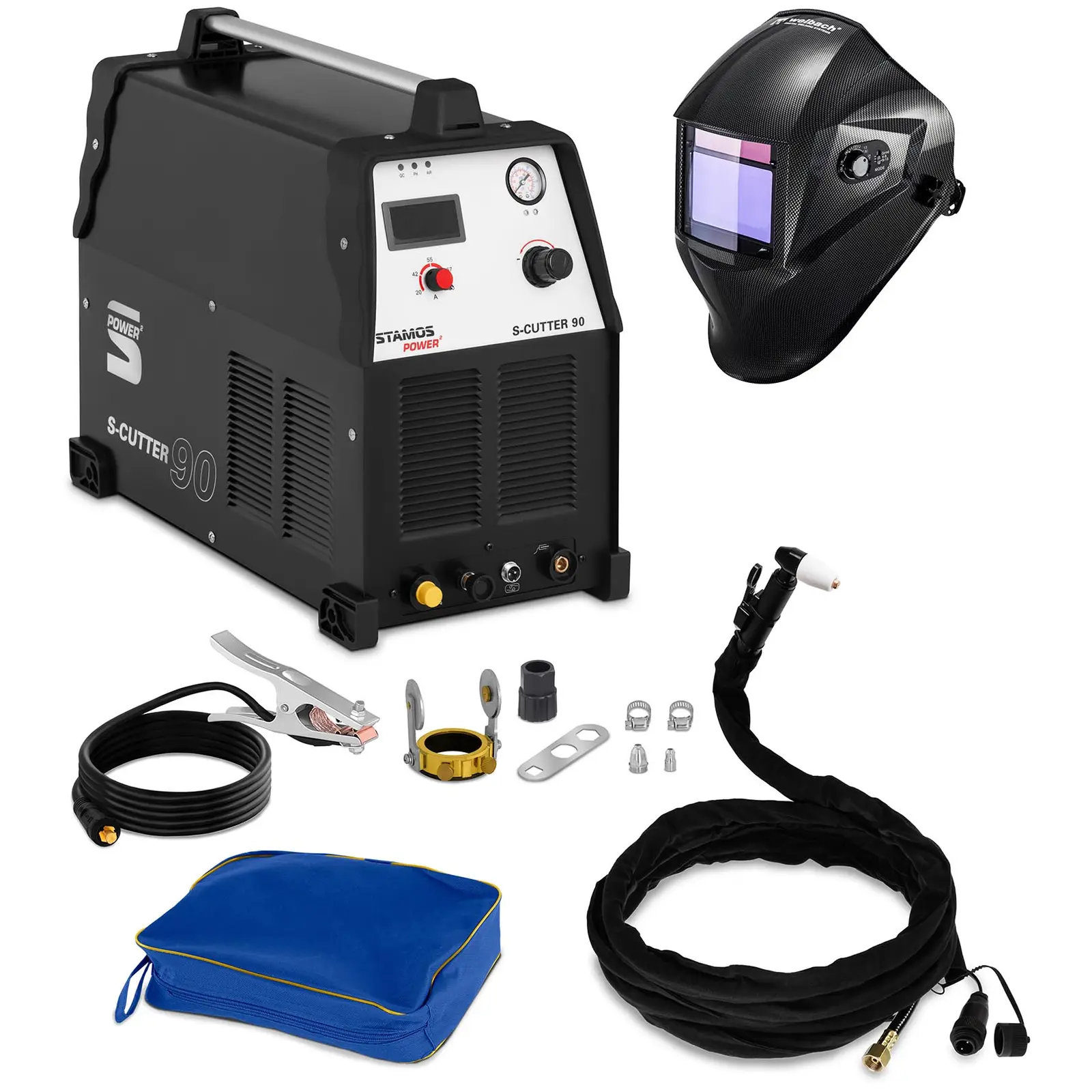 Welding Set Plasma Cutter - 90 A - 400 V - Pilot Ignition + Welding helmet – Carbonic - PROFESSIONAL SERIES