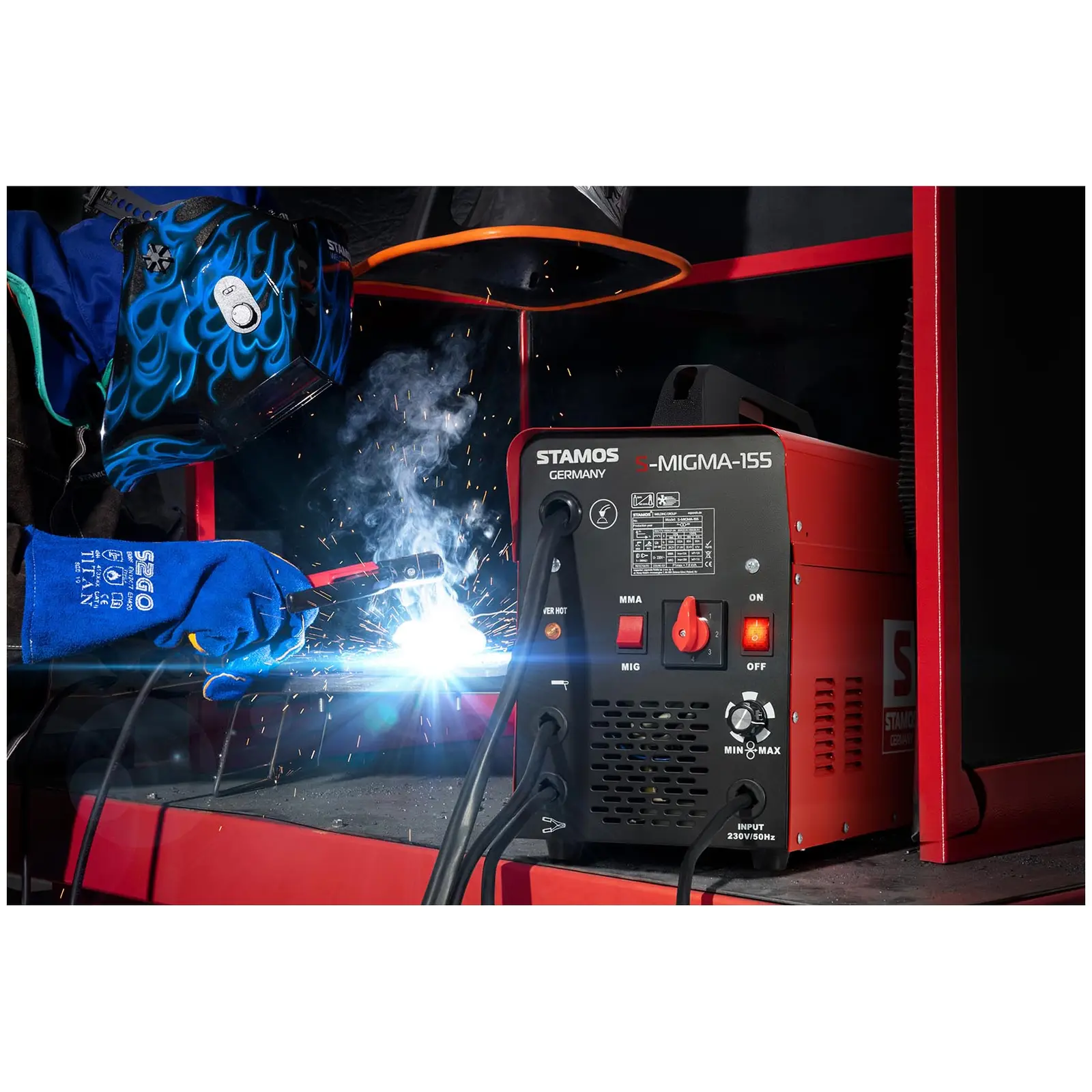 Gecombineerd lasapparaat - 155 A - 230 V - draagbaar + Lashelm – Blaster – ADVANCED SERIES (Verzendafmetingen (LxWxH): 0 x 0 x 0 cm)