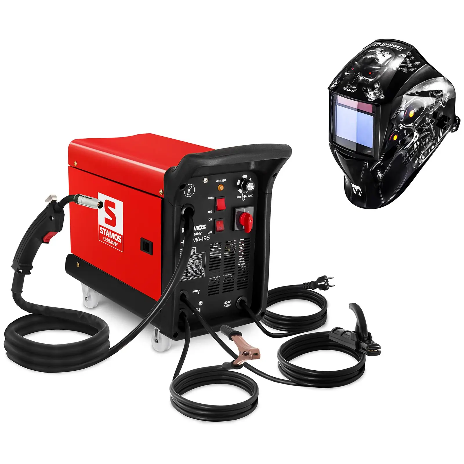 Welding Set Combined Welder - 195 A - 230 V - with cart + Welding helmet – Metalator - EXPERT SERIES