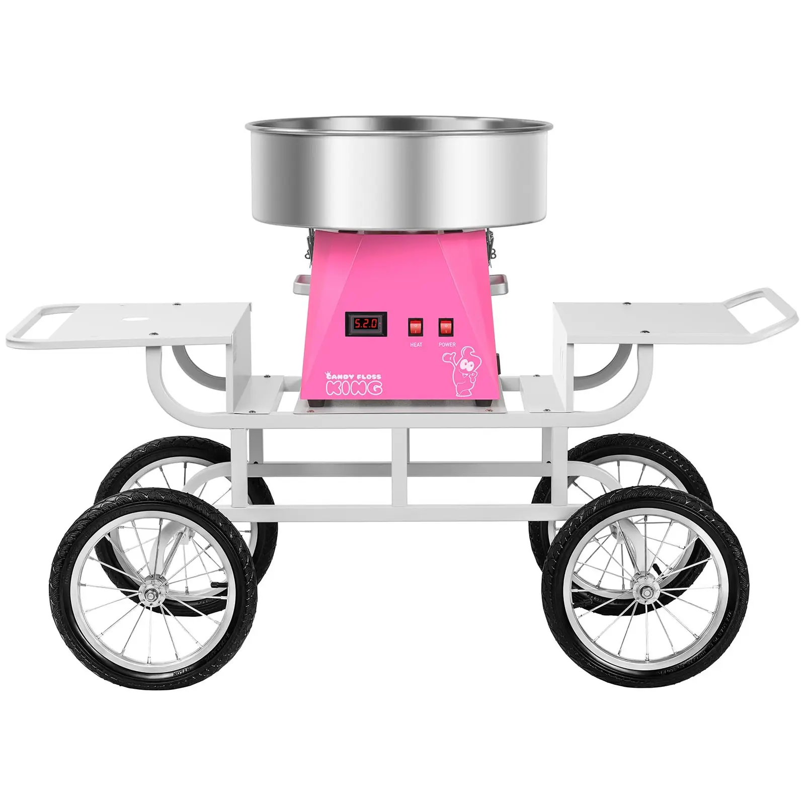 Set macchina per zucchero filato con carrello - 52 cm - rosa/bianco