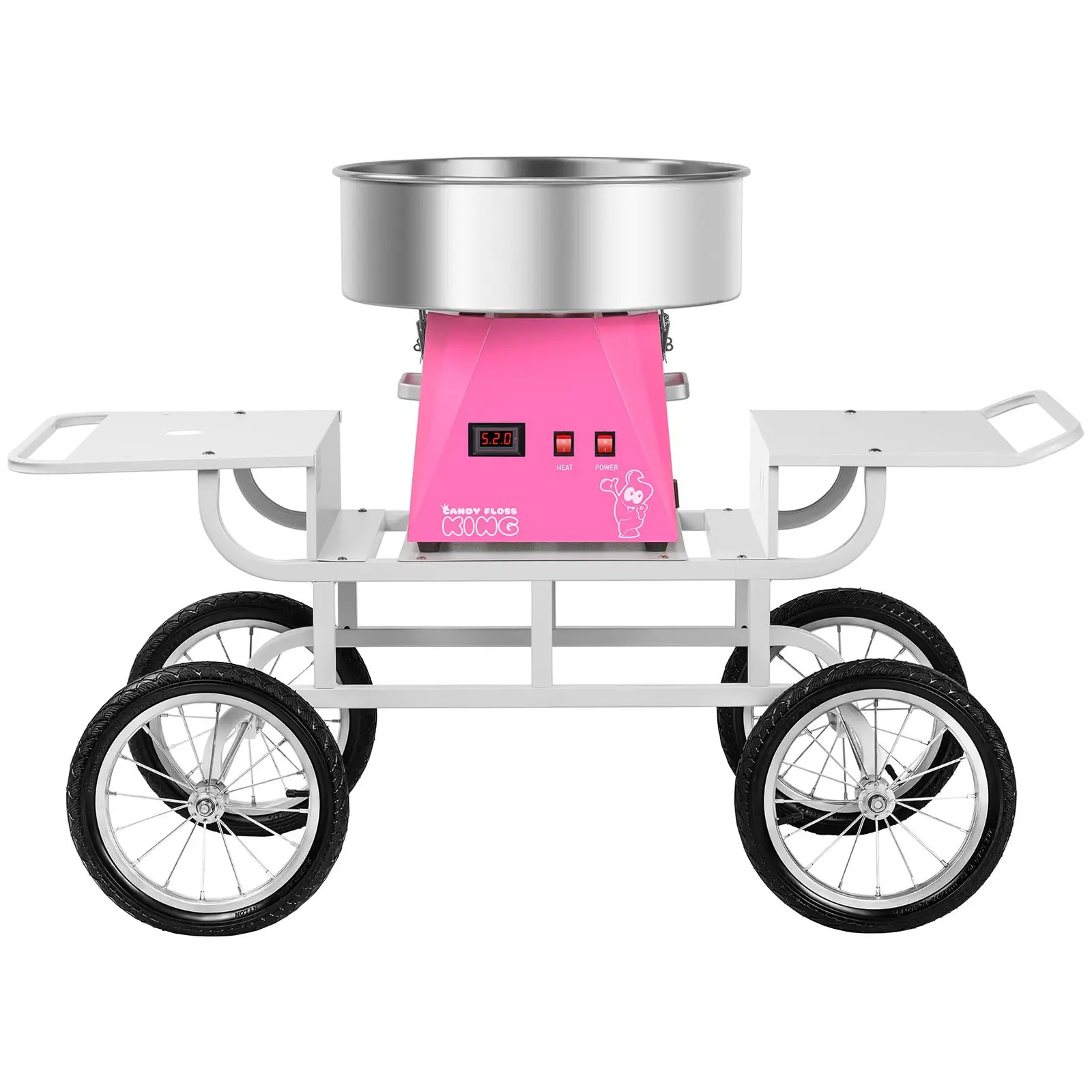 Zuckerwattemaschine Set mit Unterwagen - 52 cm - pink/weiß