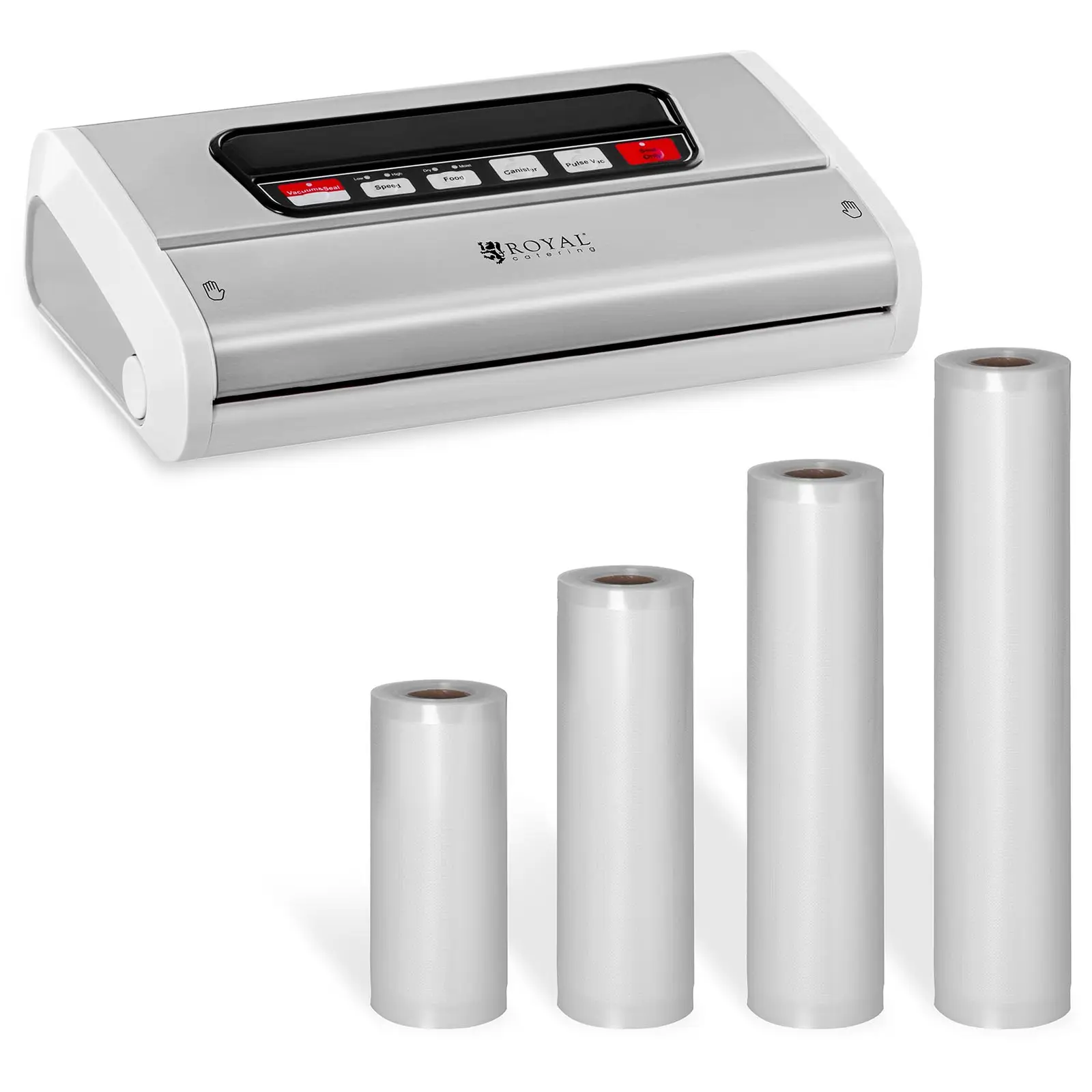 Kit machine sous vide avec 4 rouleaux d'emballages sous vide - 15 à 30 cm - Acier inoxydable/ABS - 32 cm