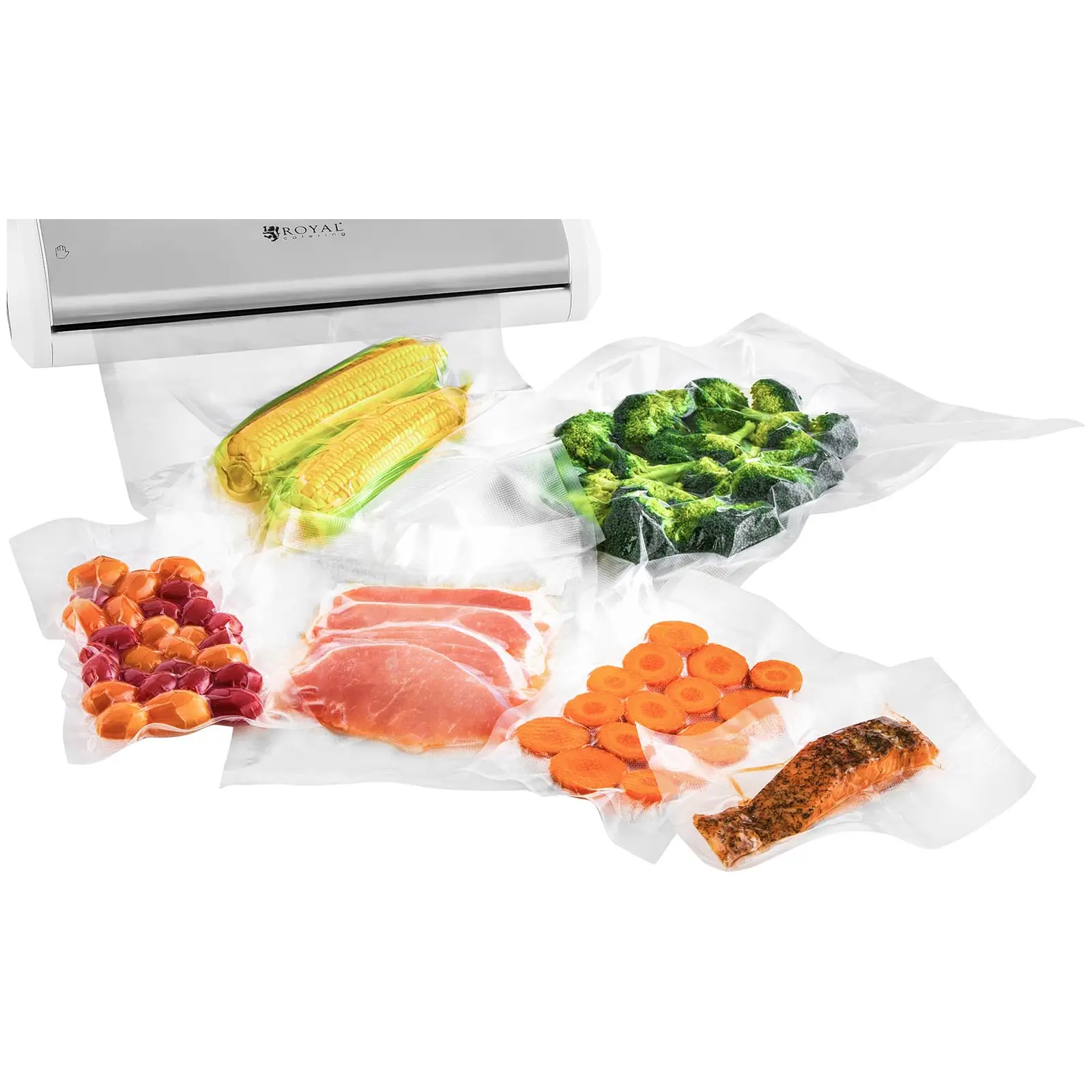 Kit machine sous vide avec 4 rouleaux d'emballages sous vide - 15 à 30 cm - Acier inoxydable/ABS - 32 cm