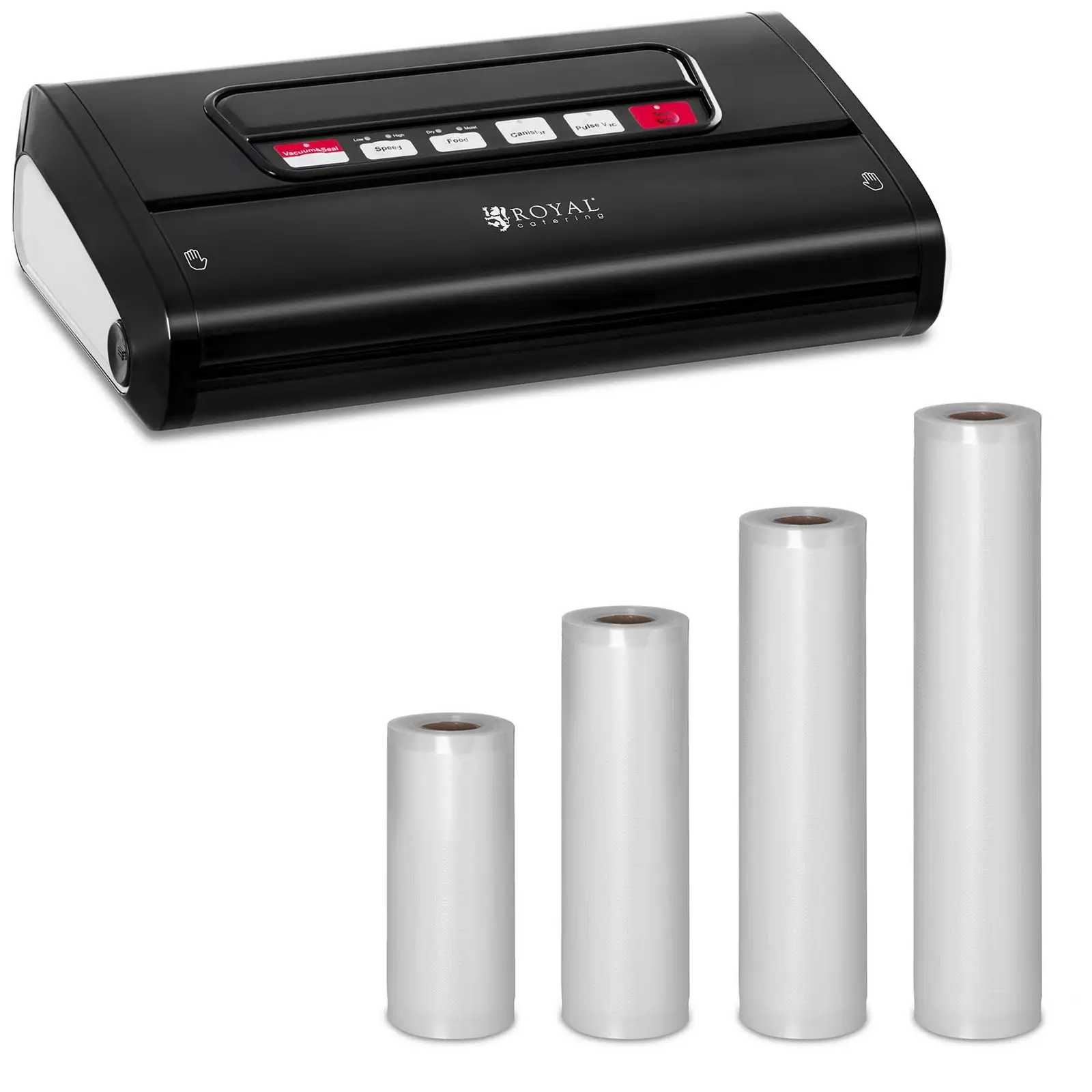 Kit machine sous vide avec 4 rouleaux d'emballages sous vide - 15 à 30 cm - ABS - 32 cm - Black Edition