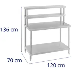 RVS werktafel met bovenblad - 120 x 70 cm - Belastbaarheid max. 164 kg