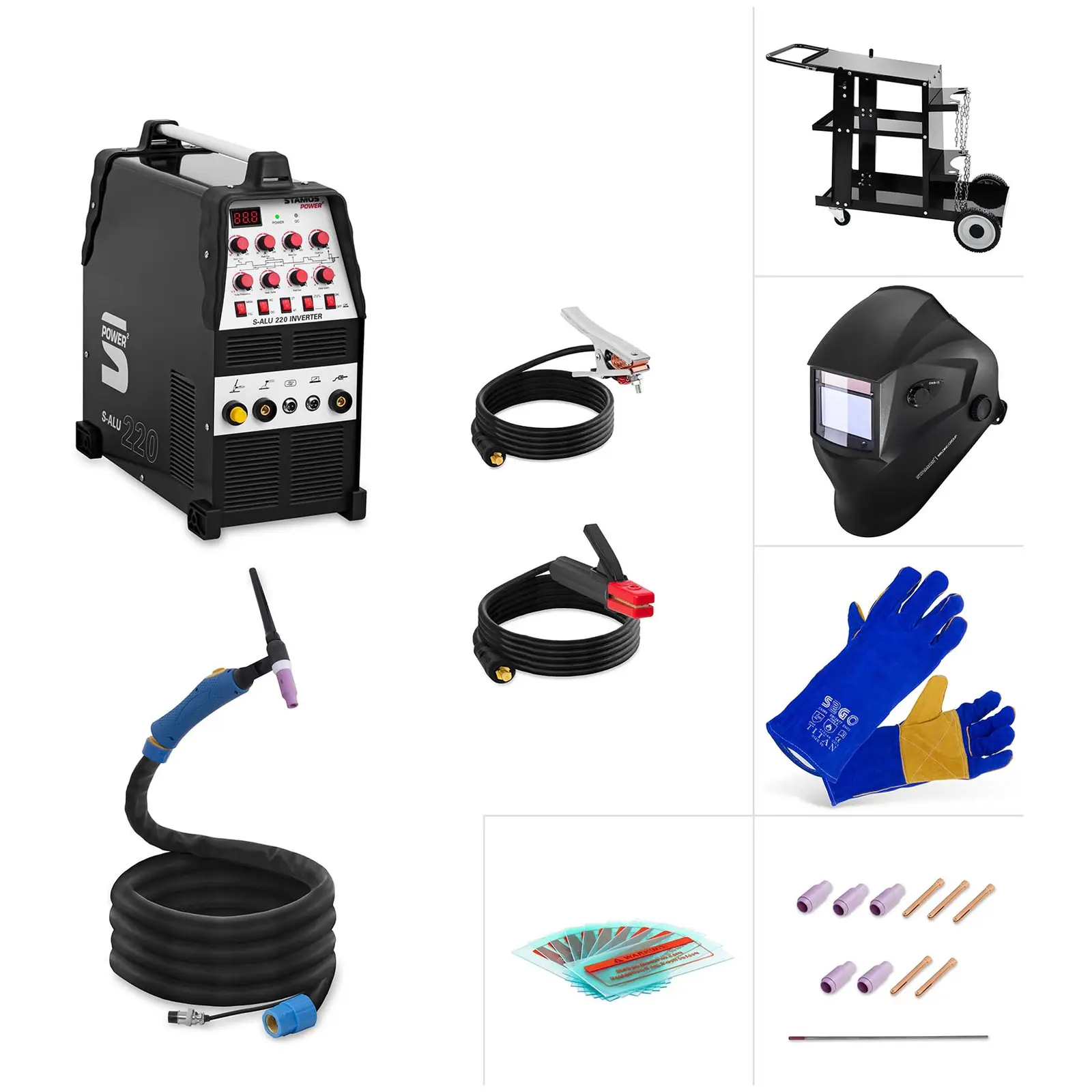 TIG Welding Machine Set - TIG AC/DC - welding cart - welding helmet - accessories