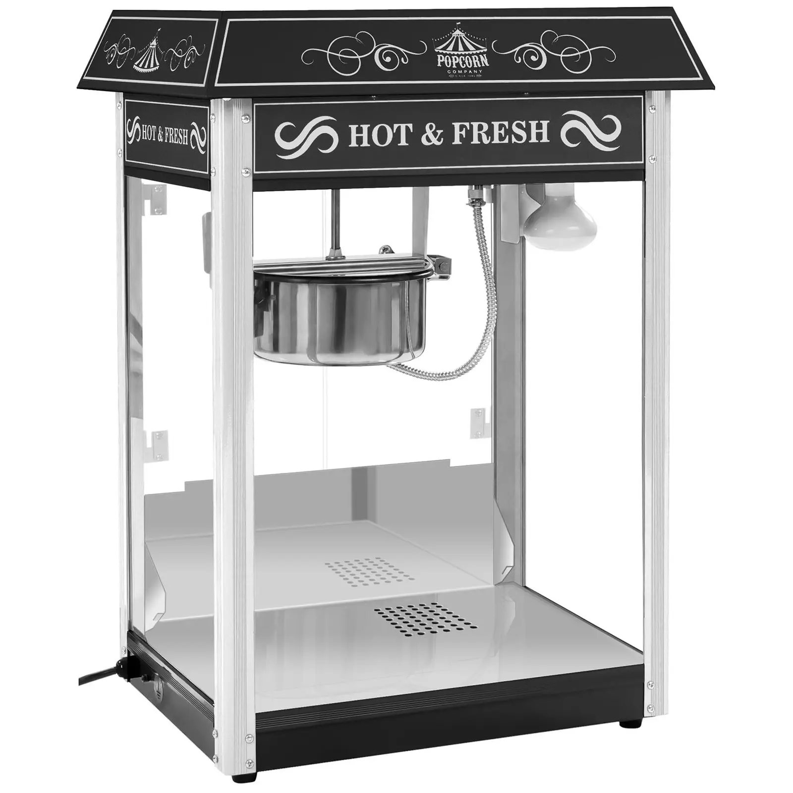 Popcorn machine with cart and LED RGB-Lighting - Retro Design - black