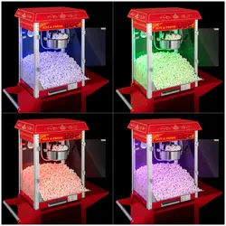 Popcorn machine with cart and LED RGB-Lighting - Retro Design - red