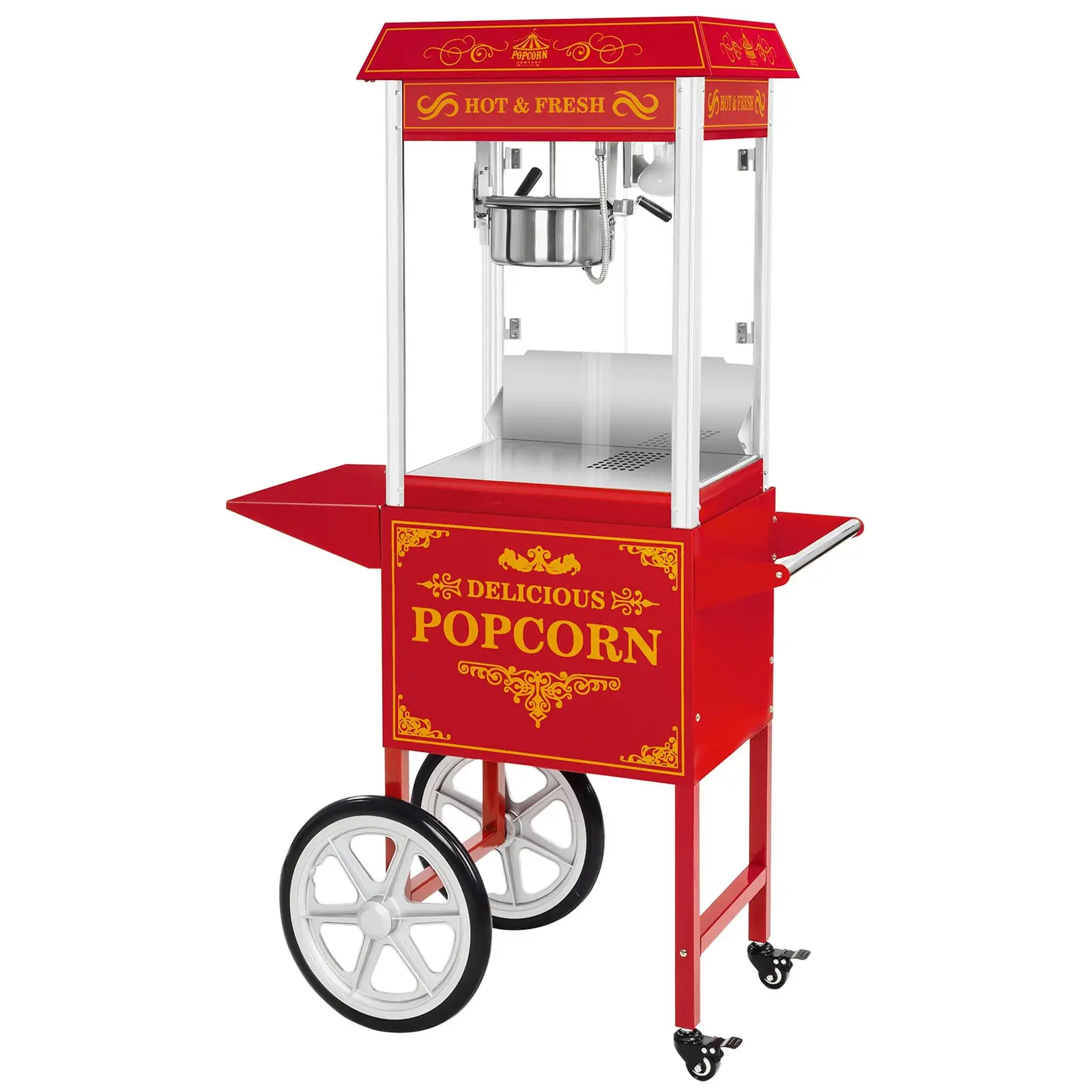 Set machine à popcorn avec chariot et ampoule LED - Allure rétro - Rouge