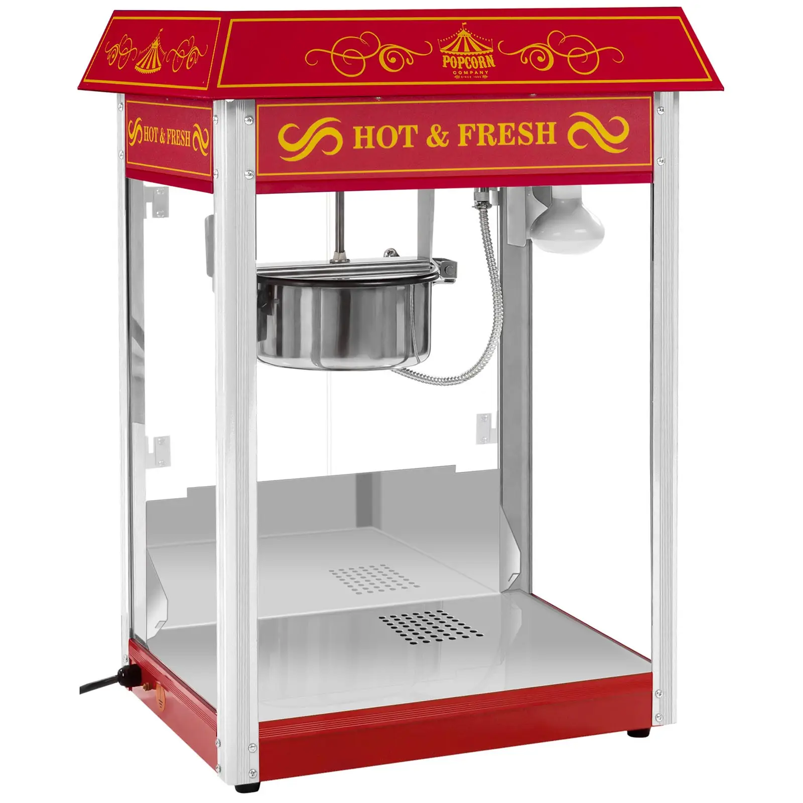 Popcorn machine with cart and LED RGB-Lighting - Retro Design - red